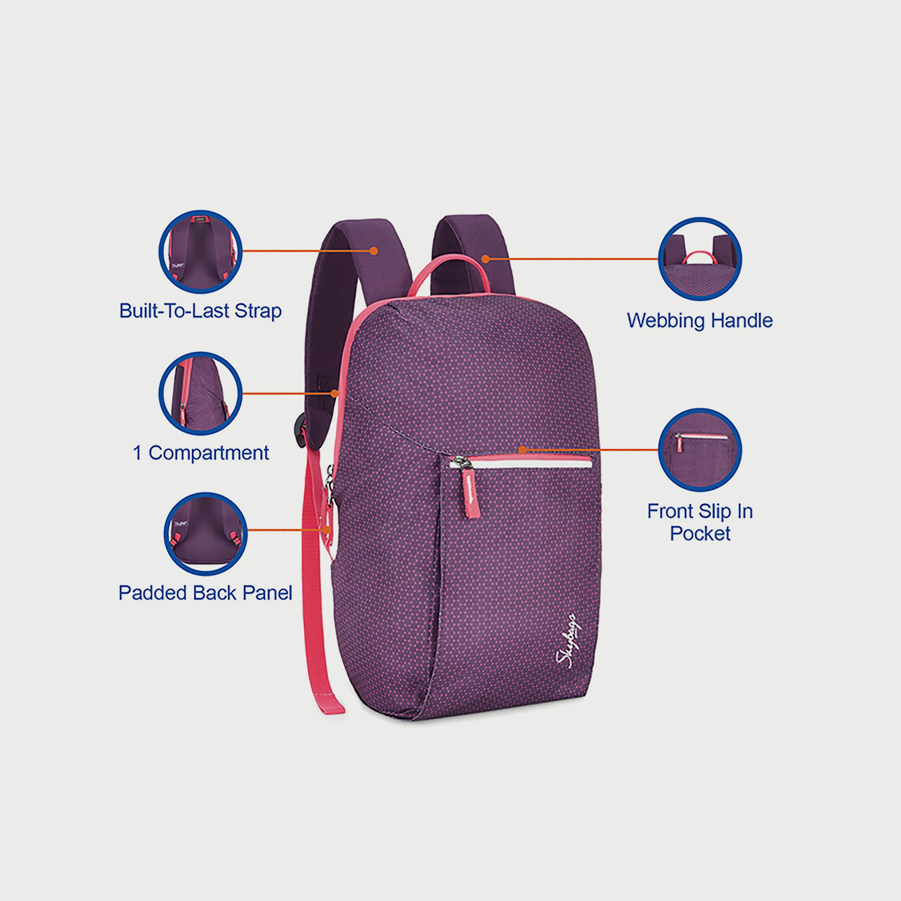Skybags Printed Backpack with Padded Build-To-Last Straps and Back Panel Zip Closure in Purple-travel-luggagesandbags-backpacks-image-7