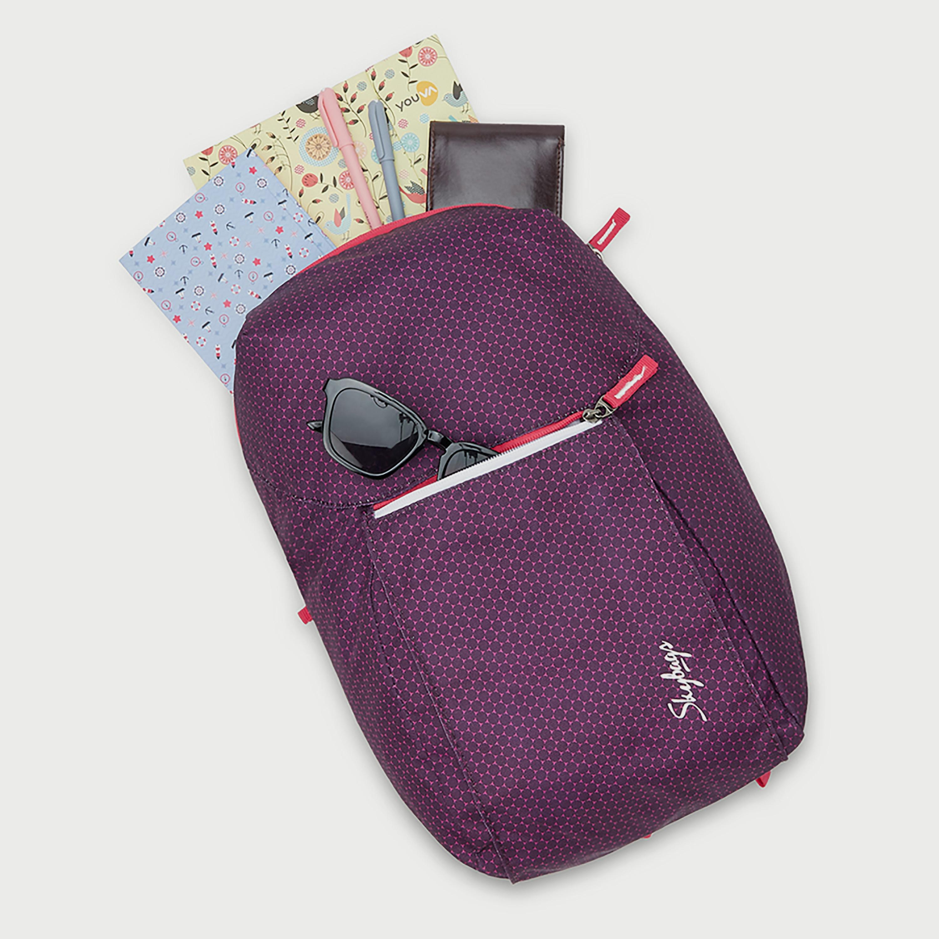 Skybags Printed Backpack with Padded Build-To-Last Straps and Back Panel Zip Closure in Purple-travel-luggagesandbags-backpacks-image-8