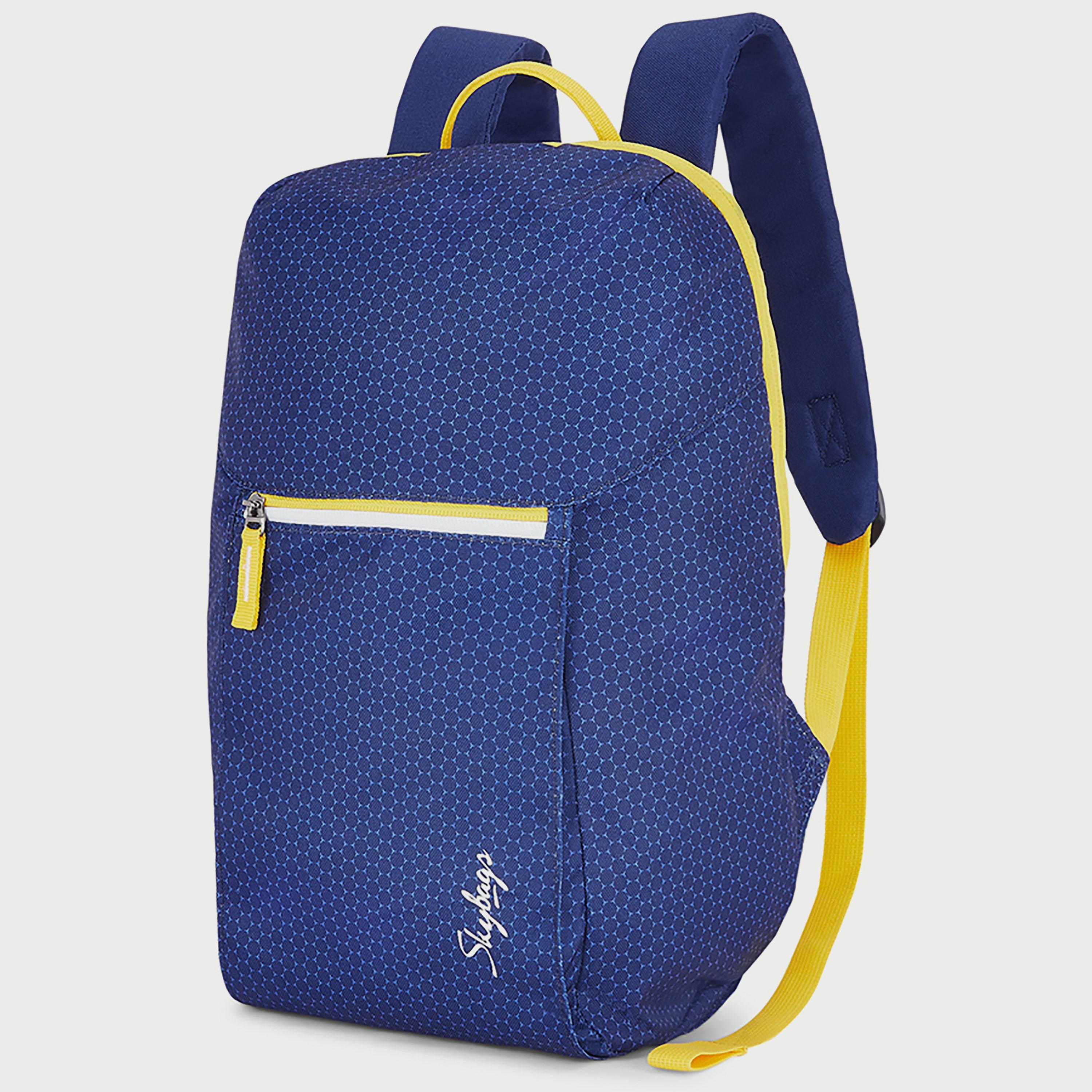 Skybags Printed Backpack with Padded Build-To-Last Straps and Back Panel Zip Closure in Blue-travel-luggagesandbags-backpacks-image-2