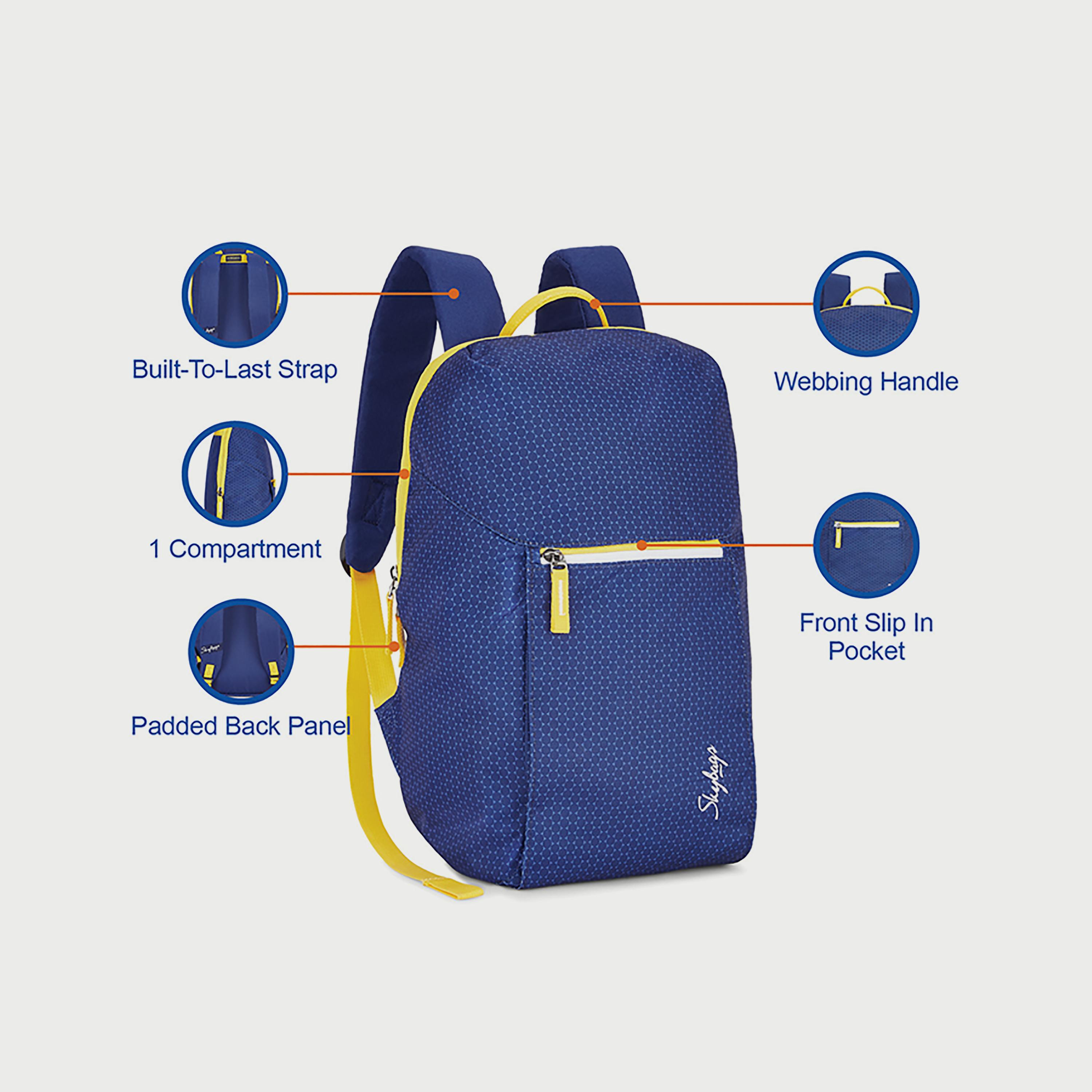 حقيبة ظهر مطبوعة من Skybags مع أشرطة مبطنة تدوم طويلاً ولوحة خلفية بسحاب للإغلاق باللون الأزرق-travel-luggagesandbags-backpacks-image-7