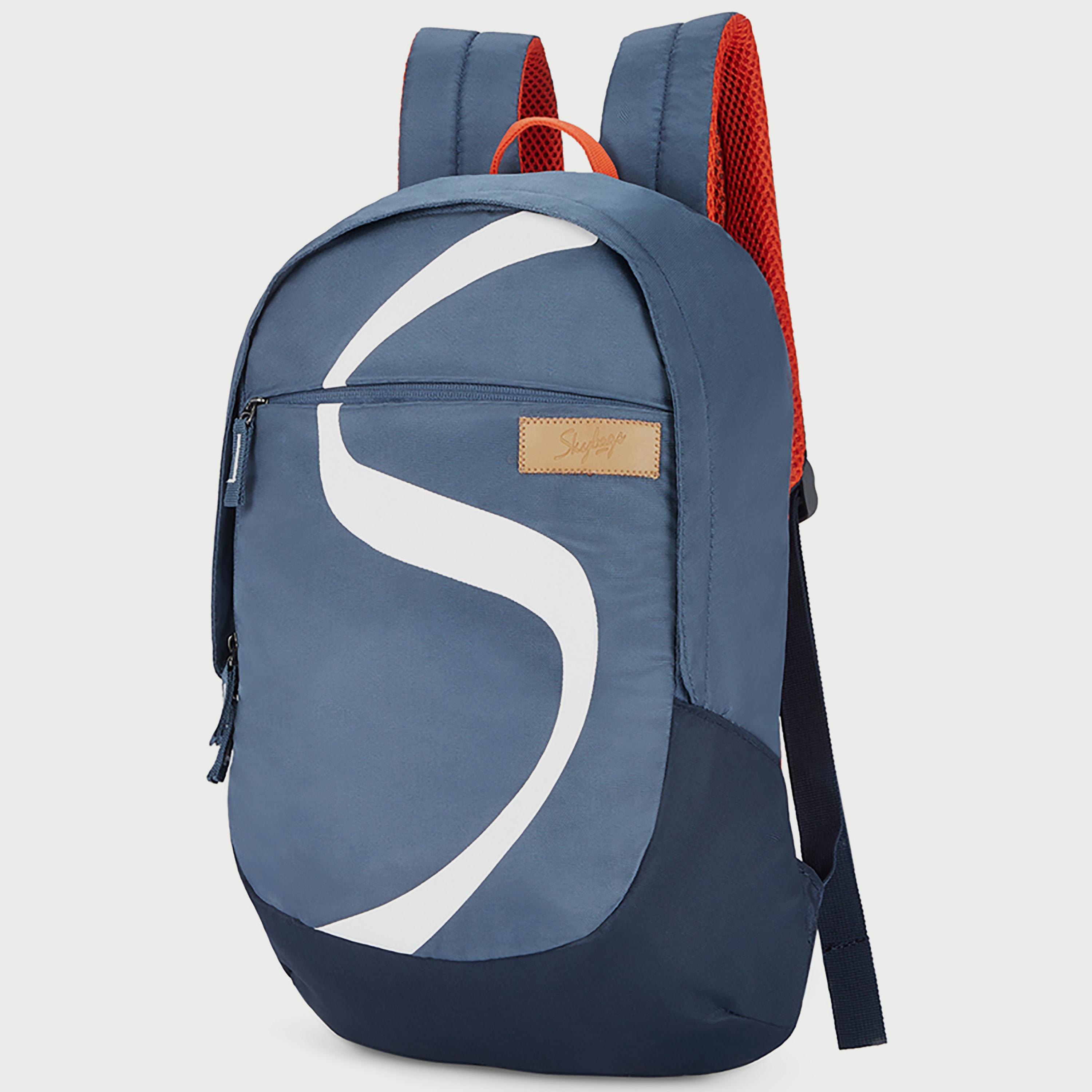 Skybags Printed Backpack with Padded Build-To-Last Straps and Back Panel Zip Closure in Blue-travel-luggagesandbags-backpacks-image-2