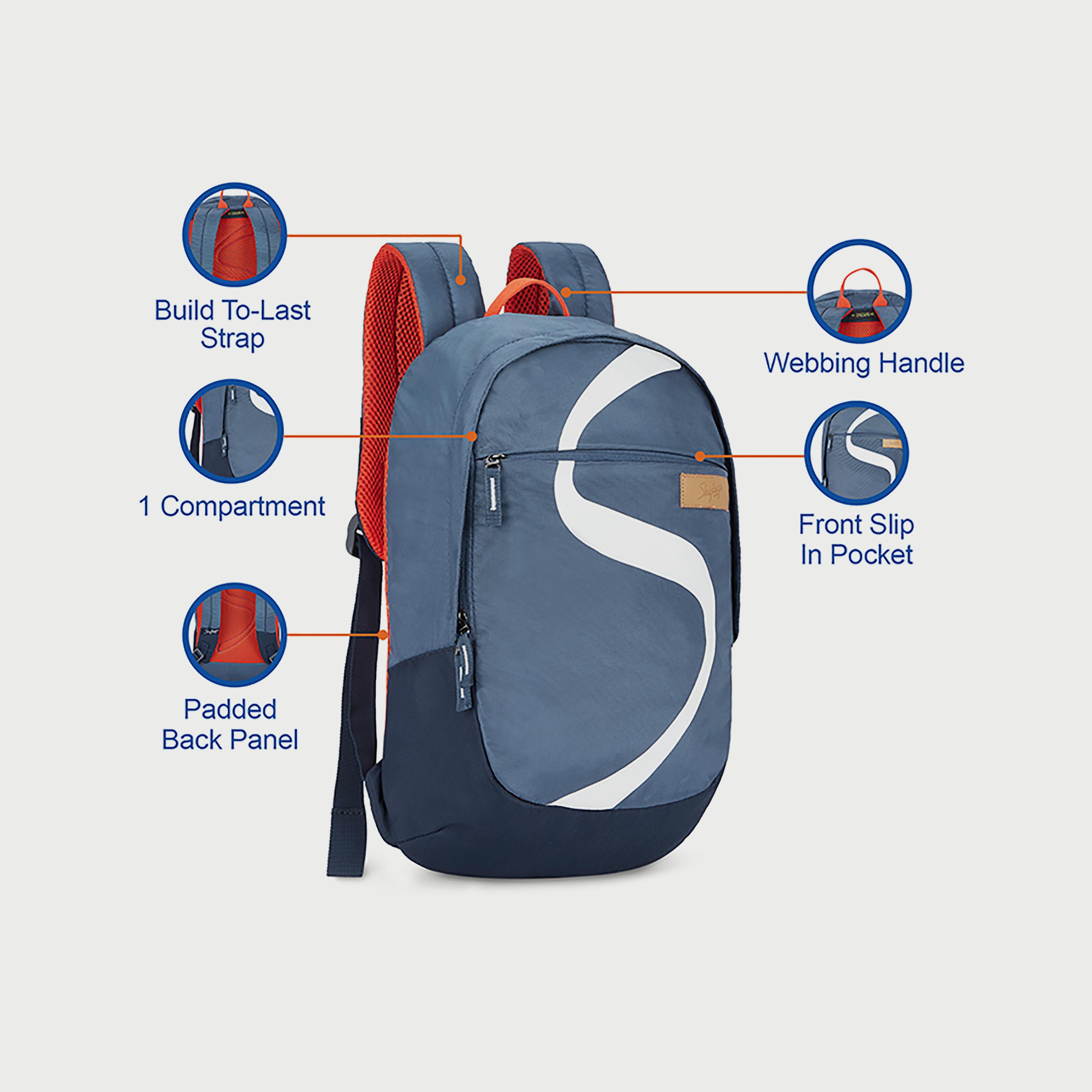 Skybags Printed Backpack with Padded Build-To-Last Straps and Back Panel Zip Closure in Blue-travel-luggagesandbags-backpacks-image-8