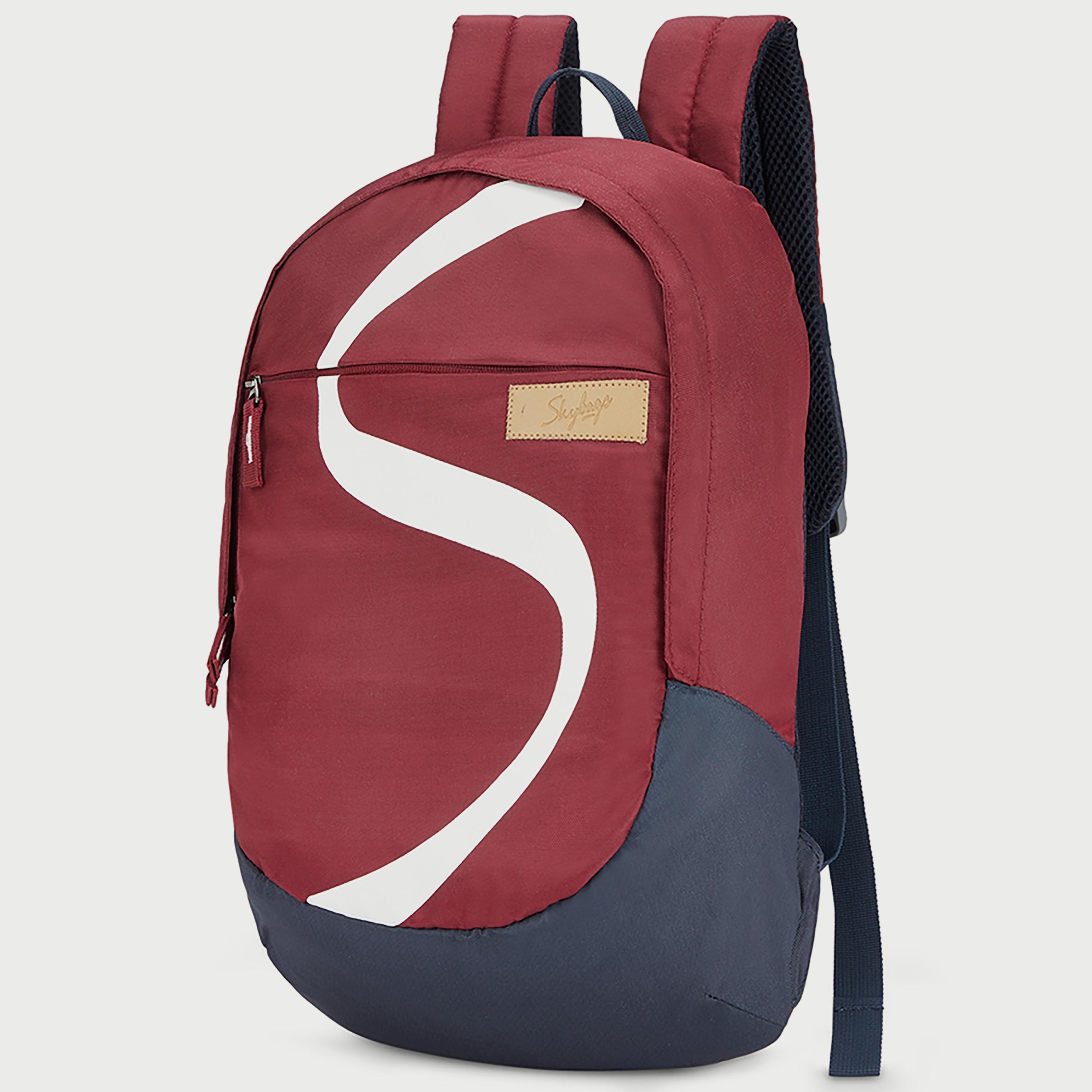 Skybags Printed Backpack with Padded Build-To-Last Straps and Back Panel Zip Closure in Maroon-travel-luggagesandbags-backpacks-image-2