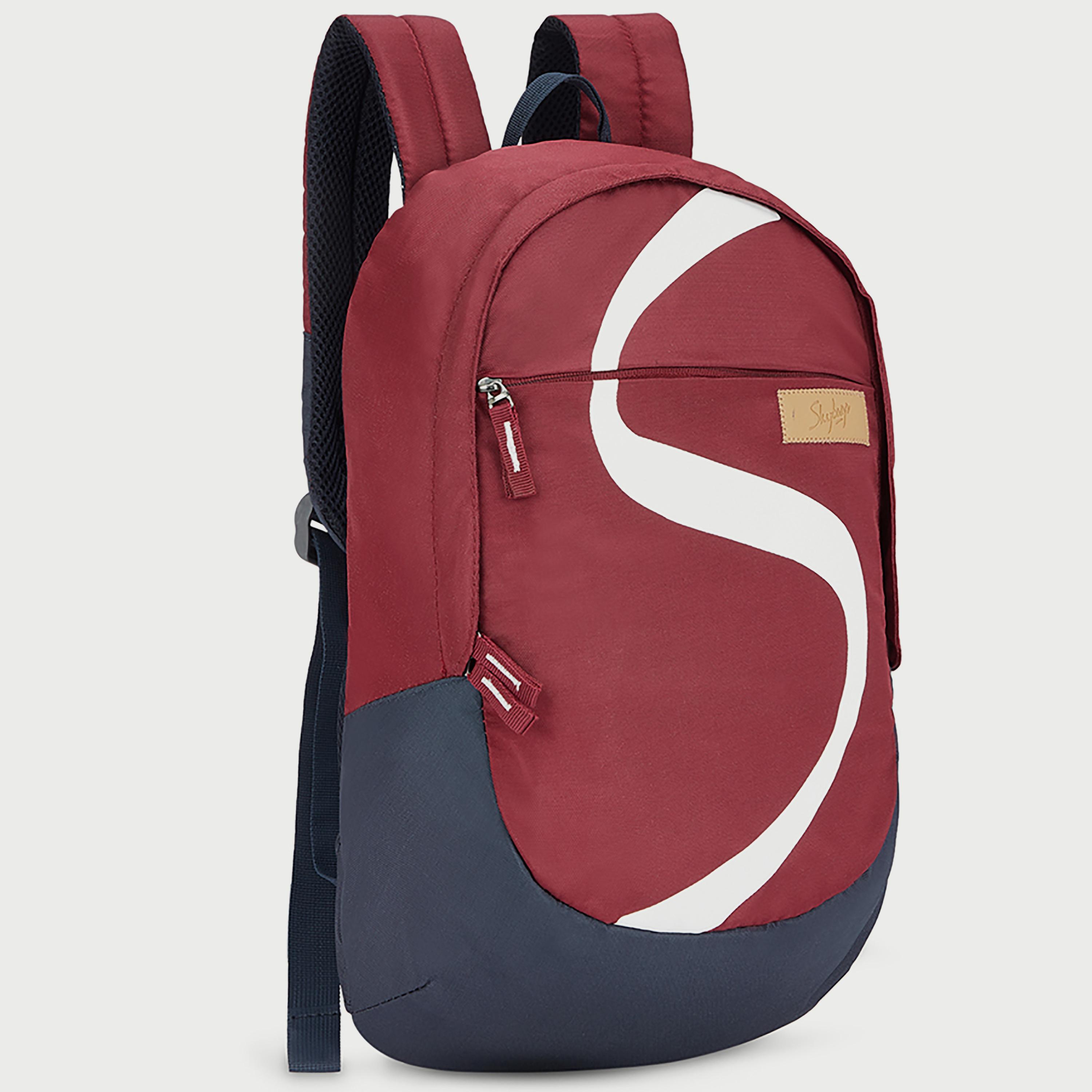 Skybags Printed Backpack with Padded Build-To-Last Straps and Back Panel Zip Closure in Maroon-travel-luggagesandbags-backpacks-image-3
