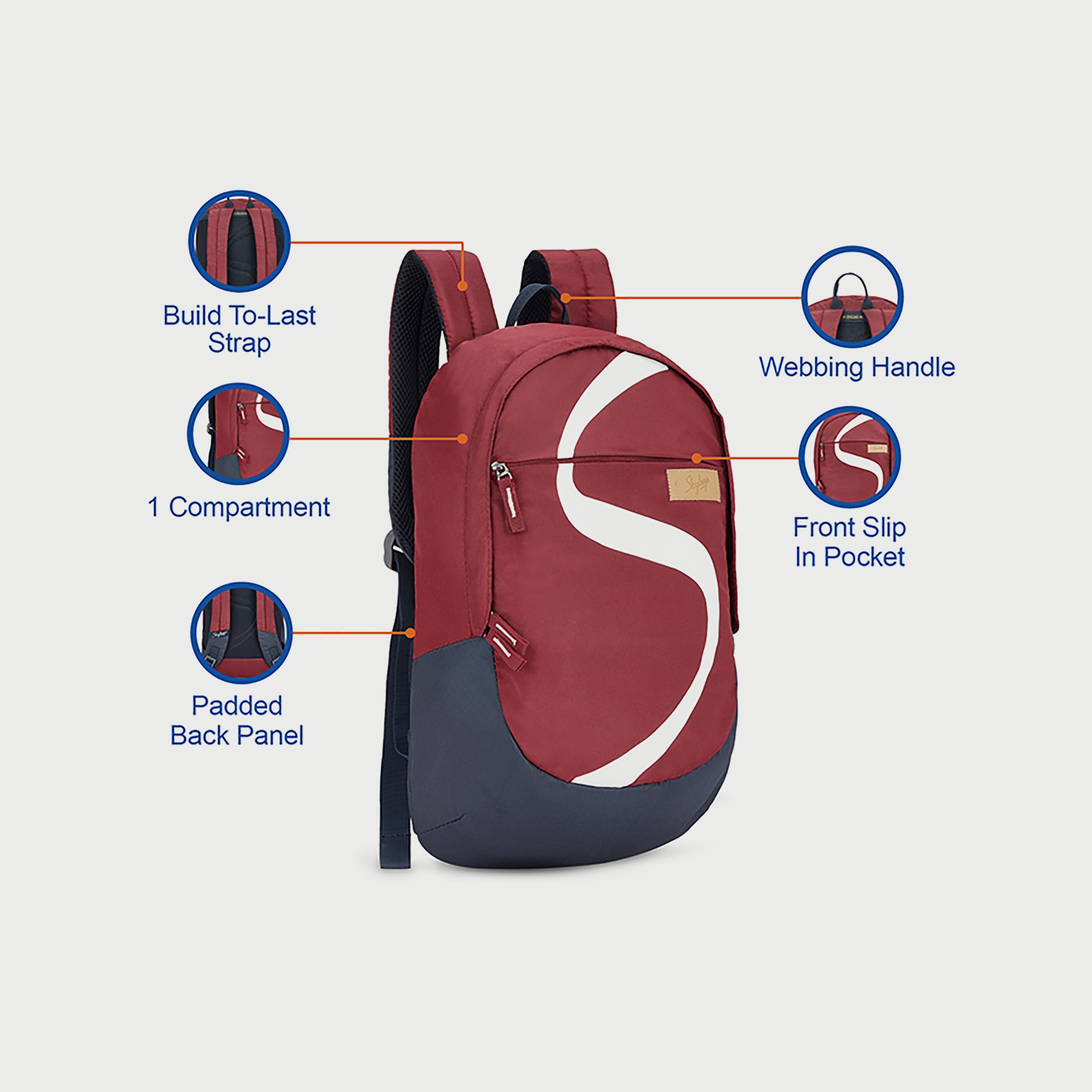 Skybags Printed Backpack with Padded Build-To-Last Straps and Back Panel Zip Closure in Maroon-travel-luggagesandbags-backpacks-image-8