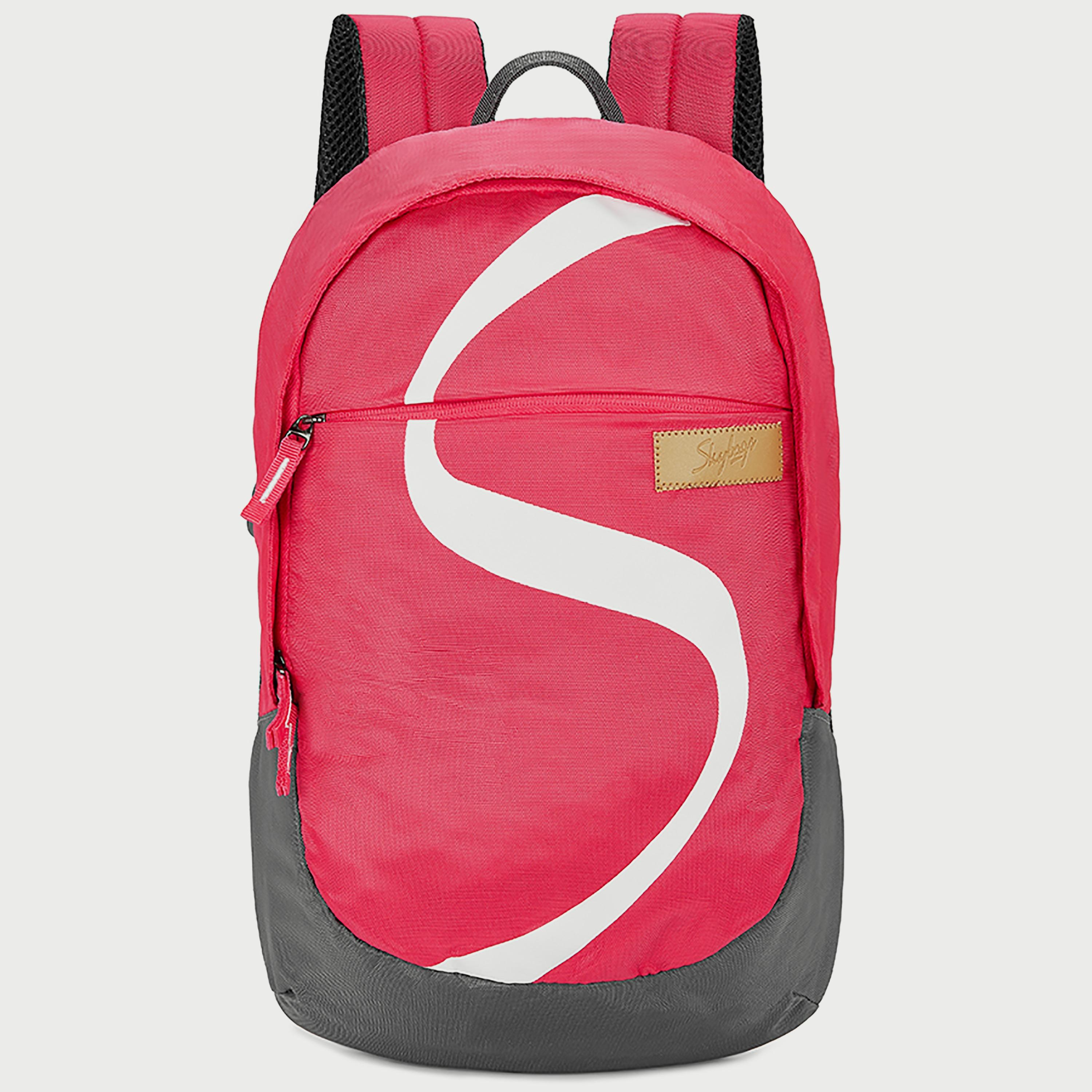 حقيبة ظهر مطبوعة من Skybags مع أحزمة كتف مبطنة وإغلاق بسحاب على اللوحة الخلفية باللون الوردي-school-bagsandbackpacks-backpacks-image-1