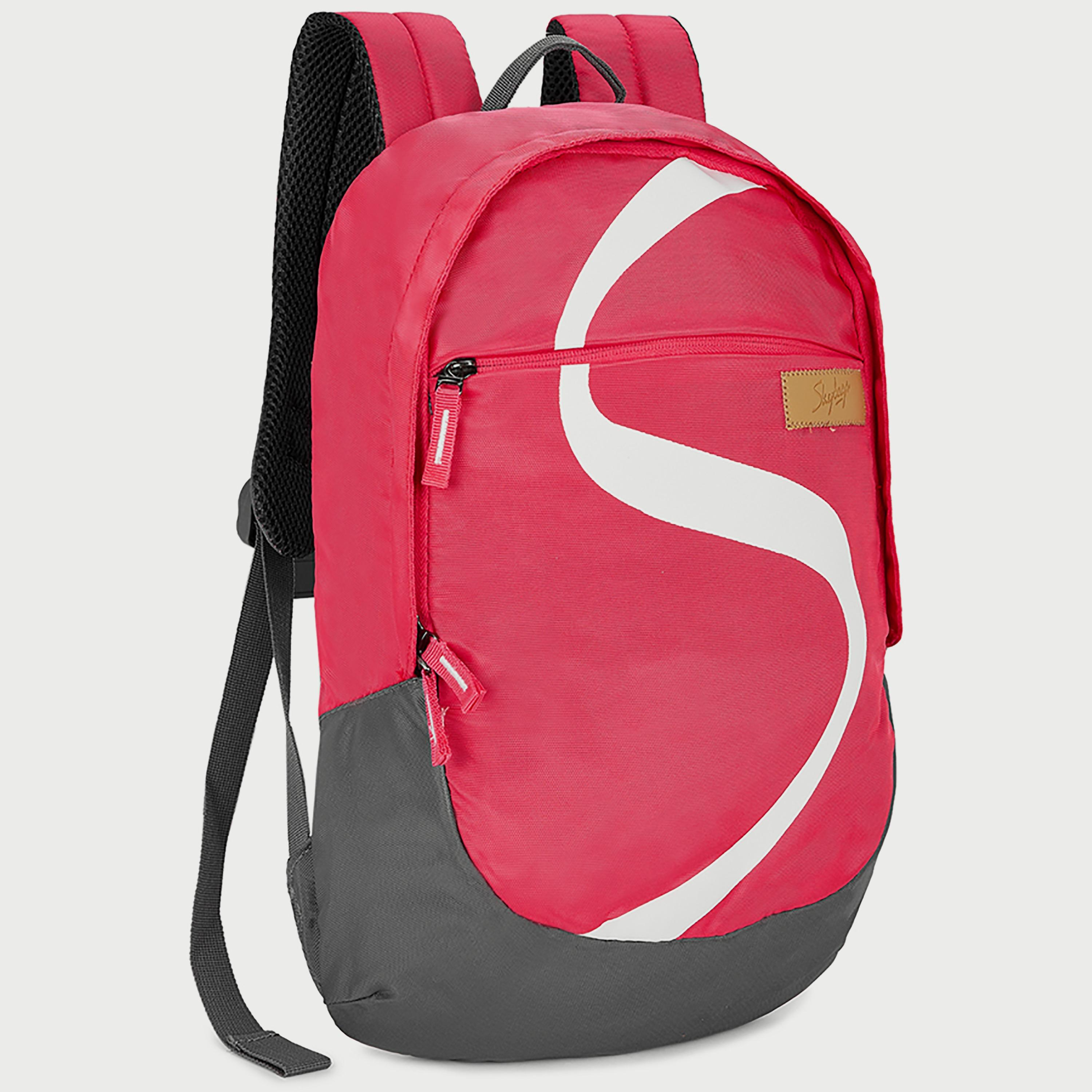حقيبة ظهر مطبوعة من Skybags مع أحزمة كتف مبطنة وإغلاق بسحاب على اللوحة الخلفية باللون الوردي-school-bagsandbackpacks-backpacks-image-3
