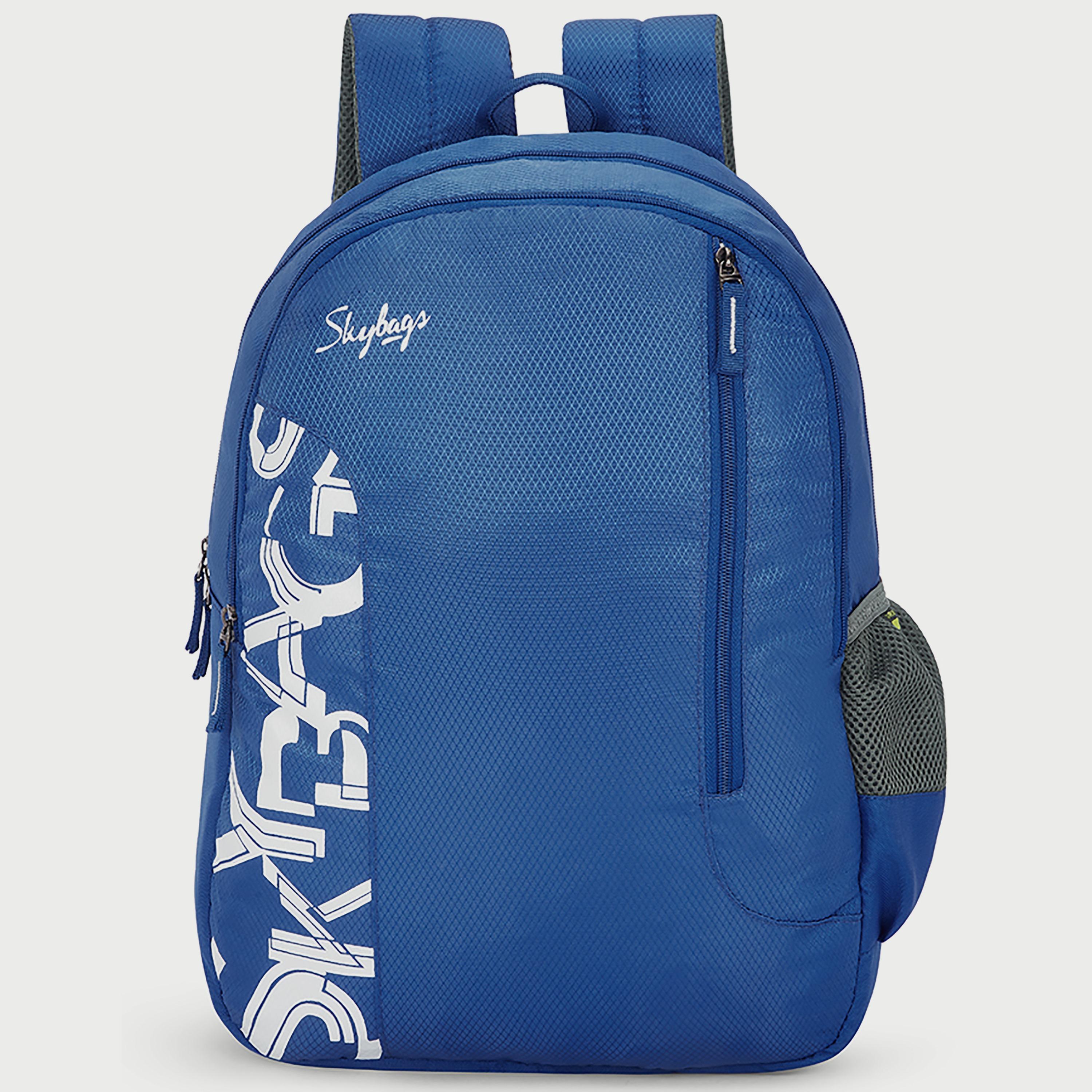 حقيبة ظهر تحمل شعار Skybags مع أشرطة مبطنة تدوم طويلاً ولوحة خلفية بسحاب للإغلاق باللون الأزرق-travel-luggagesandbags-backpacks-image-1
