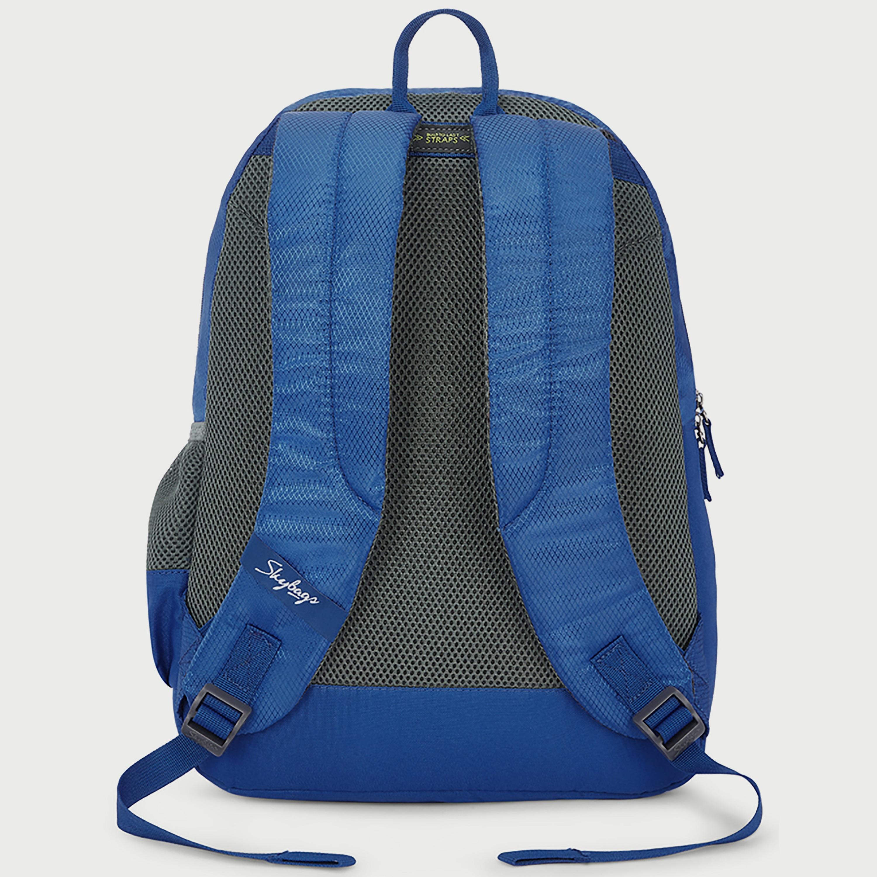 Skybags Logo Backpack with Padded Build-To-Last Straps and Back Panel Zip Closure in Blue-travel-luggagesandbags-backpacks-image-3