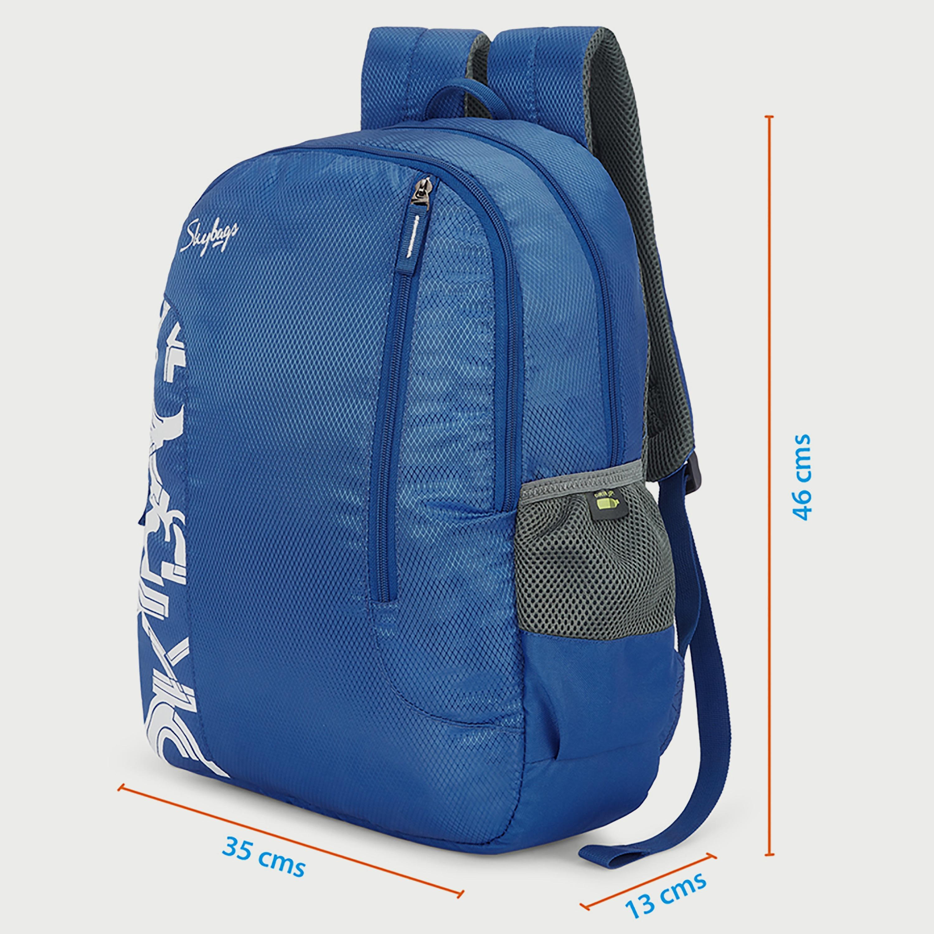 حقيبة ظهر تحمل شعار Skybags مع أشرطة مبطنة تدوم طويلاً ولوحة خلفية بسحاب للإغلاق باللون الأزرق-travel-luggagesandbags-backpacks-image-6