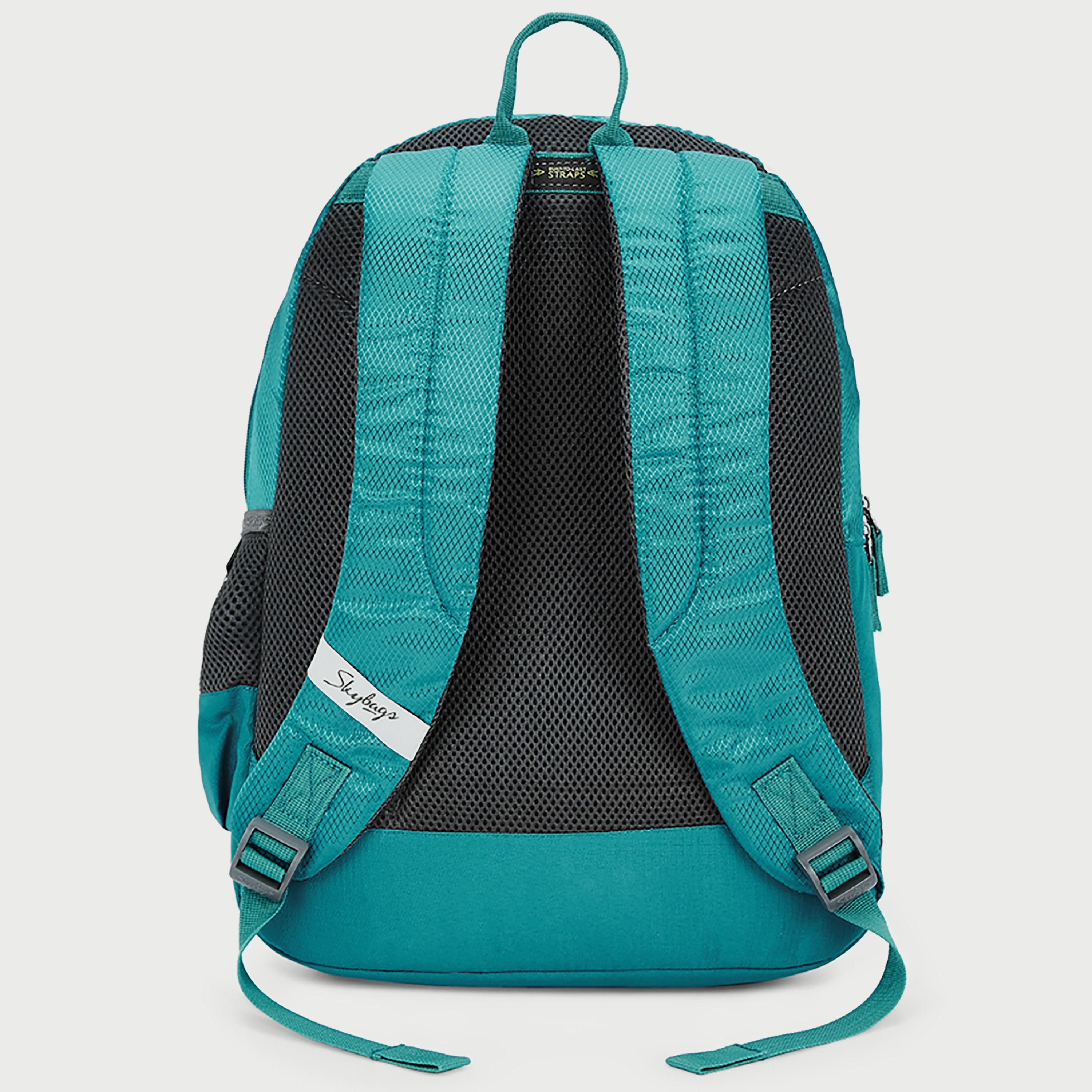 Skybags Logo Backpack with Padded Build-To-Last Straps and Back Panel Zip Closure in Green-travel-luggagesandbags-backpacks-image-3