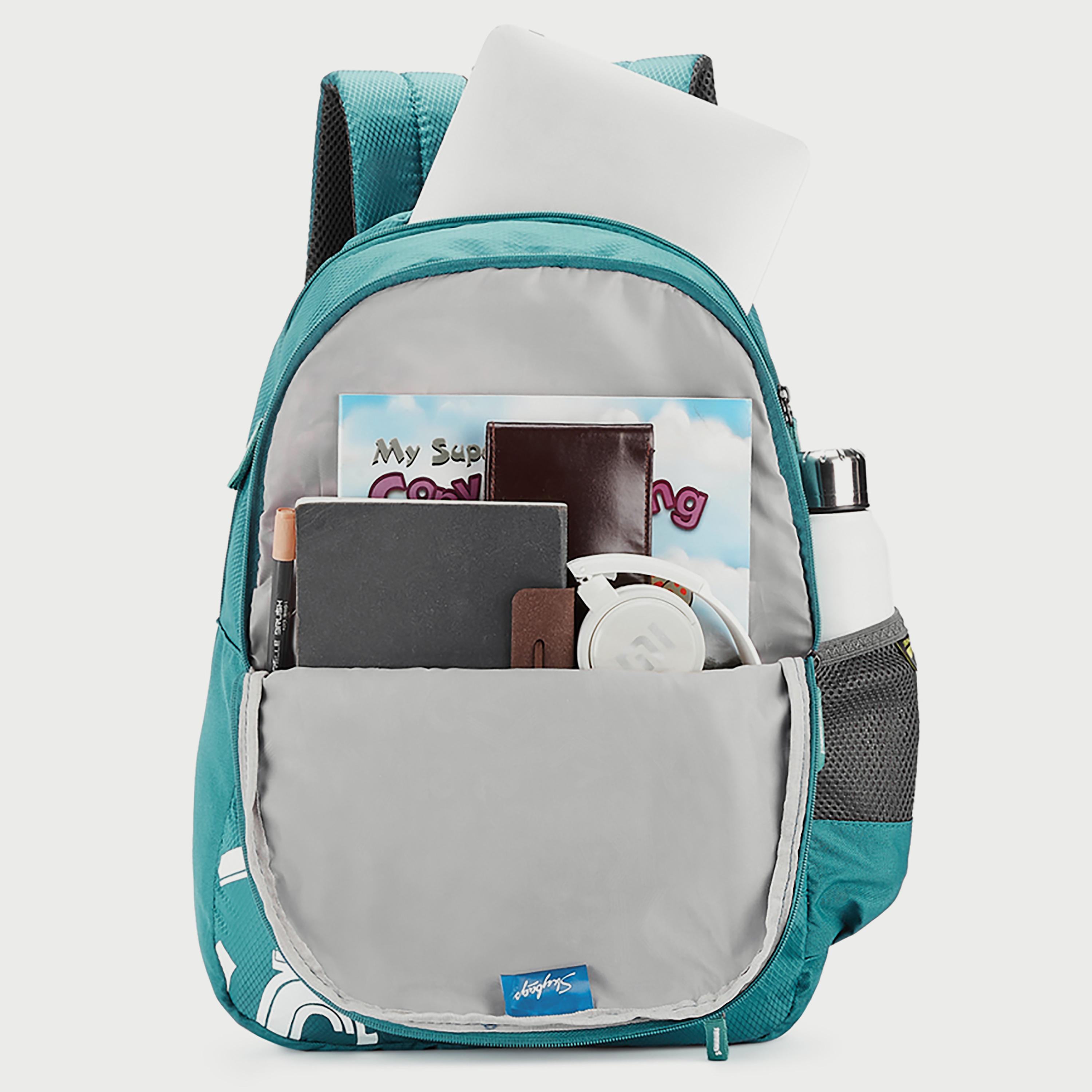 حقيبة ظهر تحمل شعار Skybags مع أشرطة مبطنة تدوم طويلاً ولوحة خلفية بسحاب للإغلاق باللون الأخضر-travel-luggagesandbags-backpacks-image-4