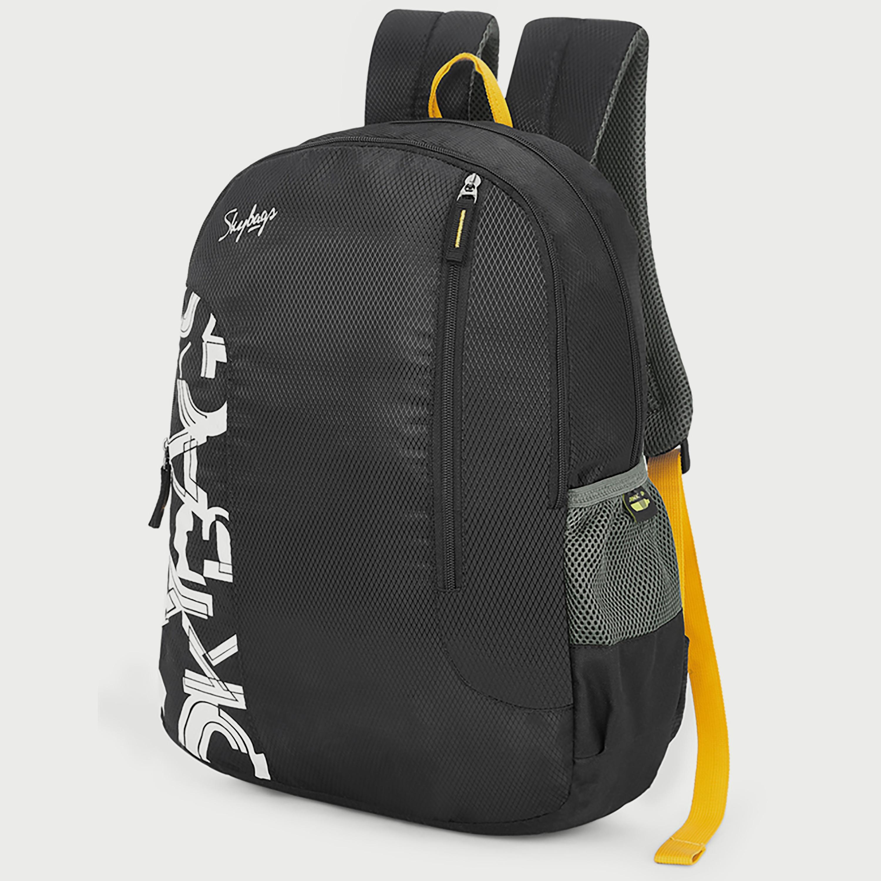 حقيبة ظهر تحمل شعار Skybags مع أشرطة مبطنة تدوم طويلاً ولوحة خلفية بسحاب للإغلاق باللون الأسود-school-bagsandbackpacks-backpacks-image-2