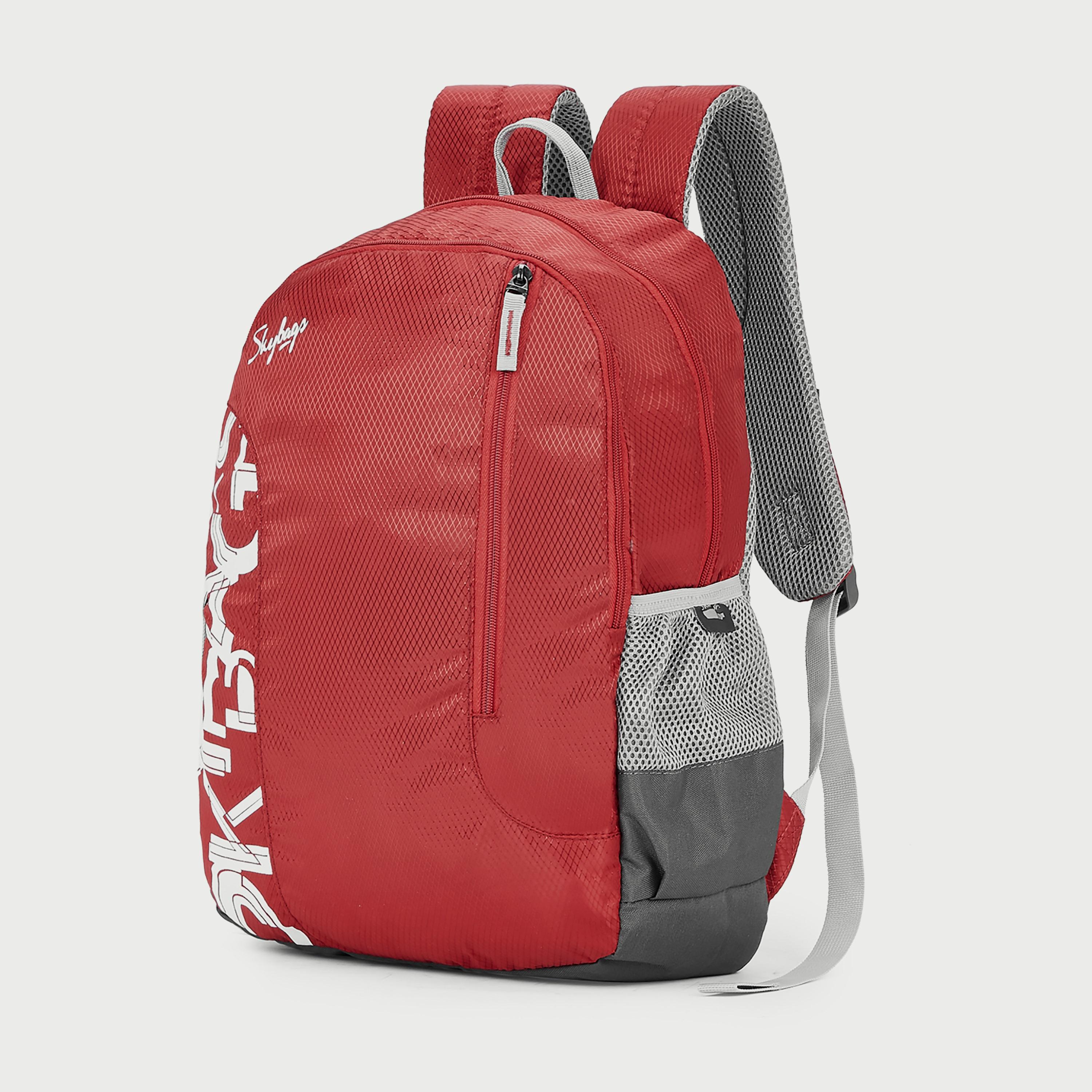 حقيبة ظهر تحمل شعار Skybags مع أشرطة مبطنة تدوم طويلاً ولوحة خلفية بسحاب للإغلاق باللون الأحمر-travel-luggagesandbags-backpacks-image-2