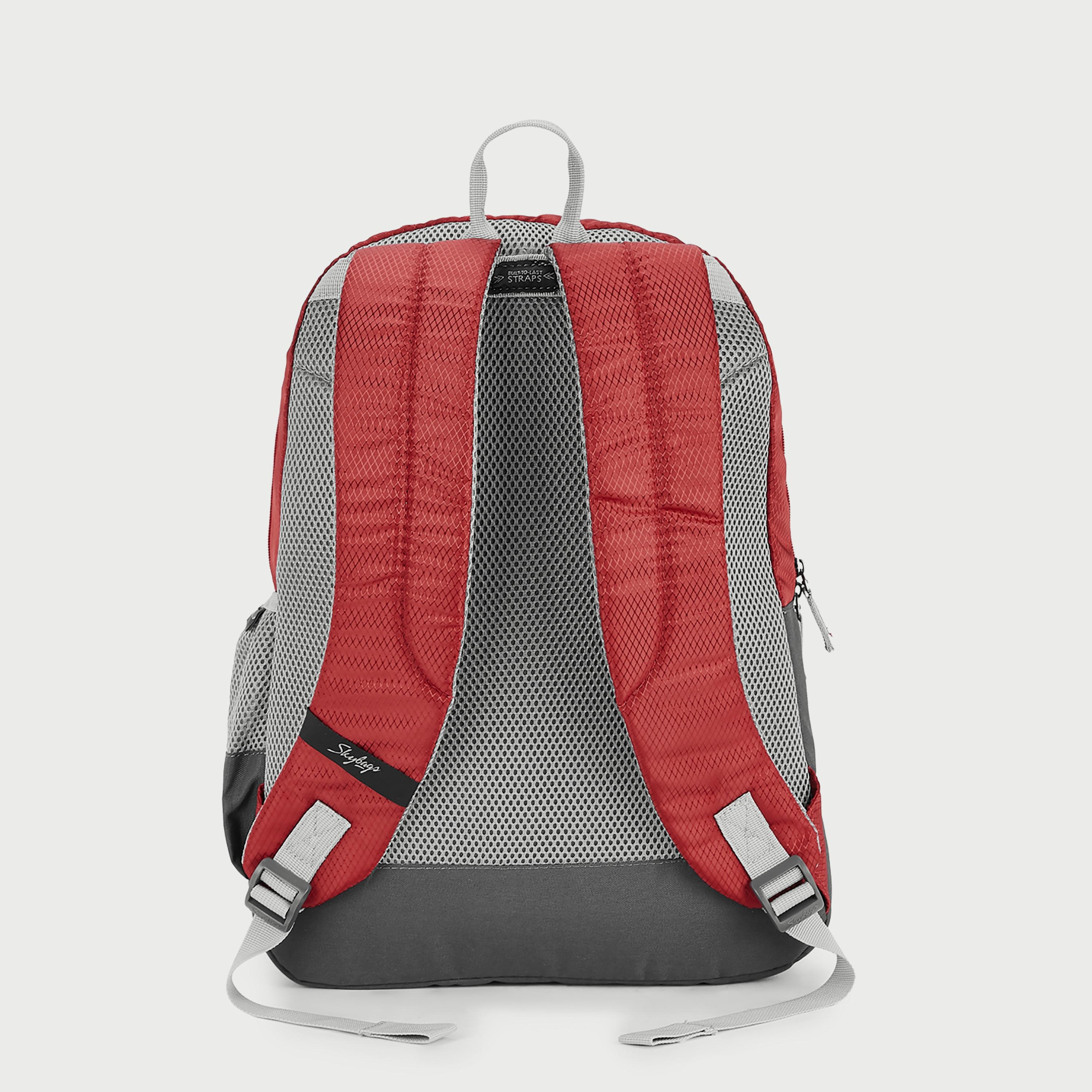حقيبة ظهر تحمل شعار Skybags مع أشرطة مبطنة تدوم طويلاً ولوحة خلفية بسحاب للإغلاق باللون الأحمر-travel-luggagesandbags-backpacks-image-3