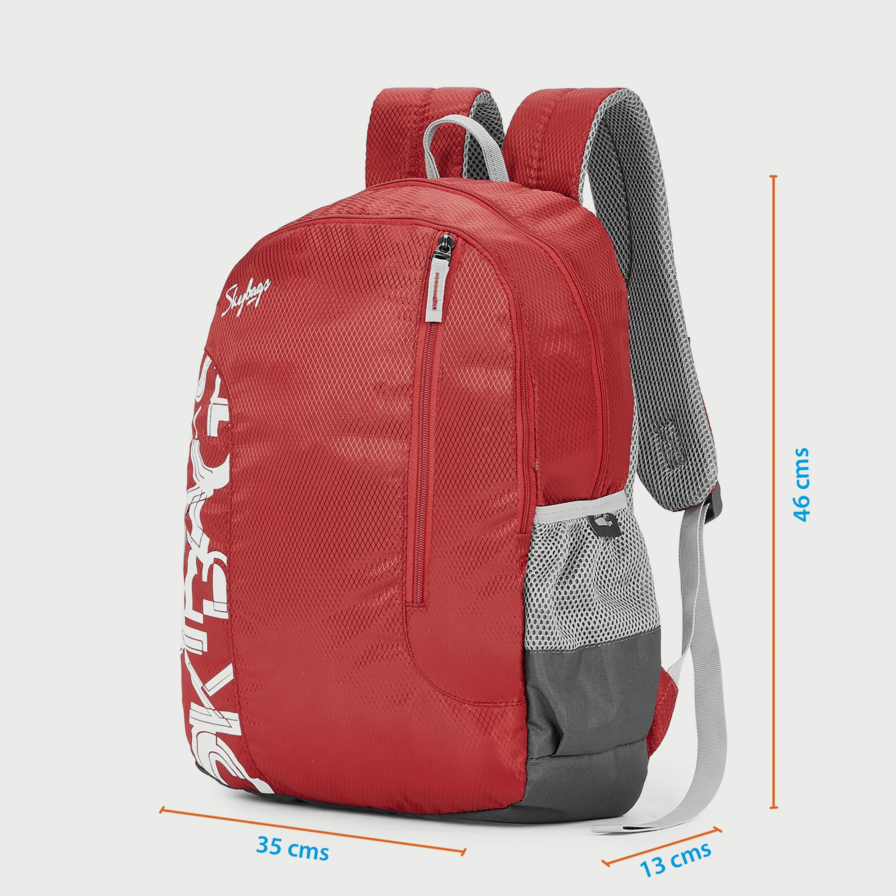 Skybags Logo Backpack with Padded Build-To-Last Straps and Back Panel Zip Closure in Red-travel-luggagesandbags-backpacks-image-6