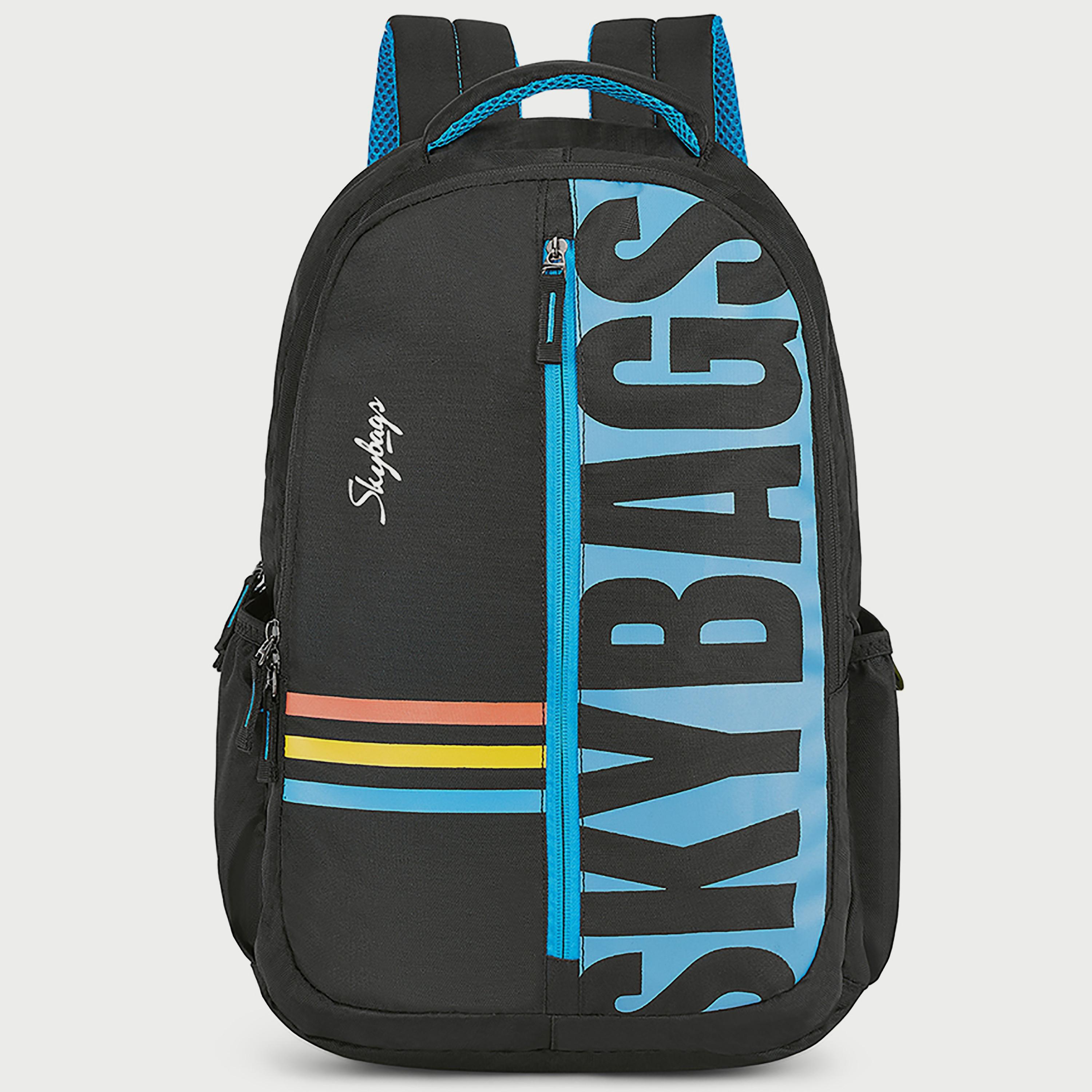 حقيبة ظهر تحمل شعار Skybags مع أشرطة مبطنة تدوم طويلاً ولوحة خلفية بسحاب للإغلاق باللون الأسود-travel-luggagesandbags-backpacks-image-1