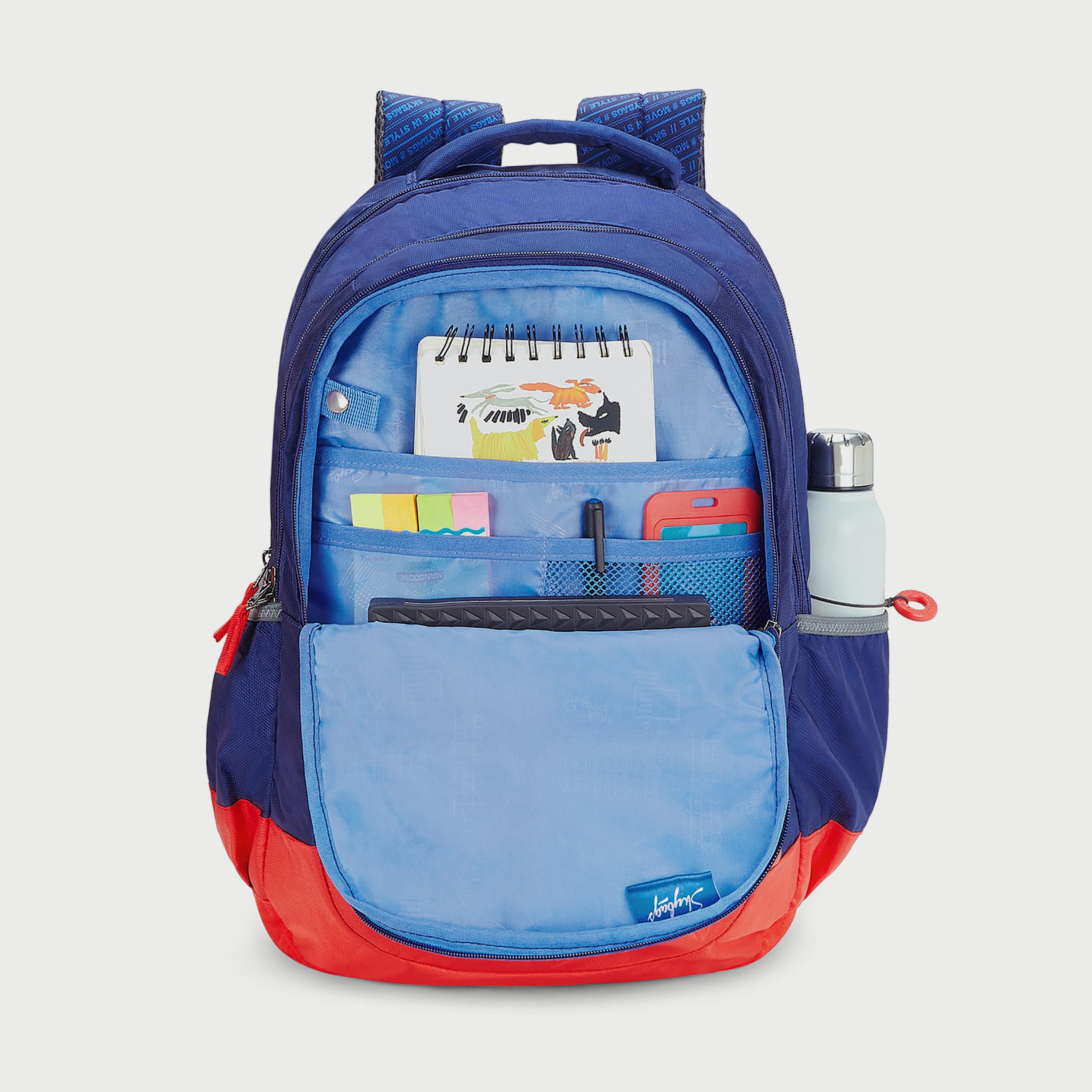 حقيبة ظهر تحمل شعار Skybags مع أحزمة كتف مبطنة وإغلاق بسحاب على اللوحة الخلفية باللون الأزرق-travel-luggagesandbags-backpacks-image-5