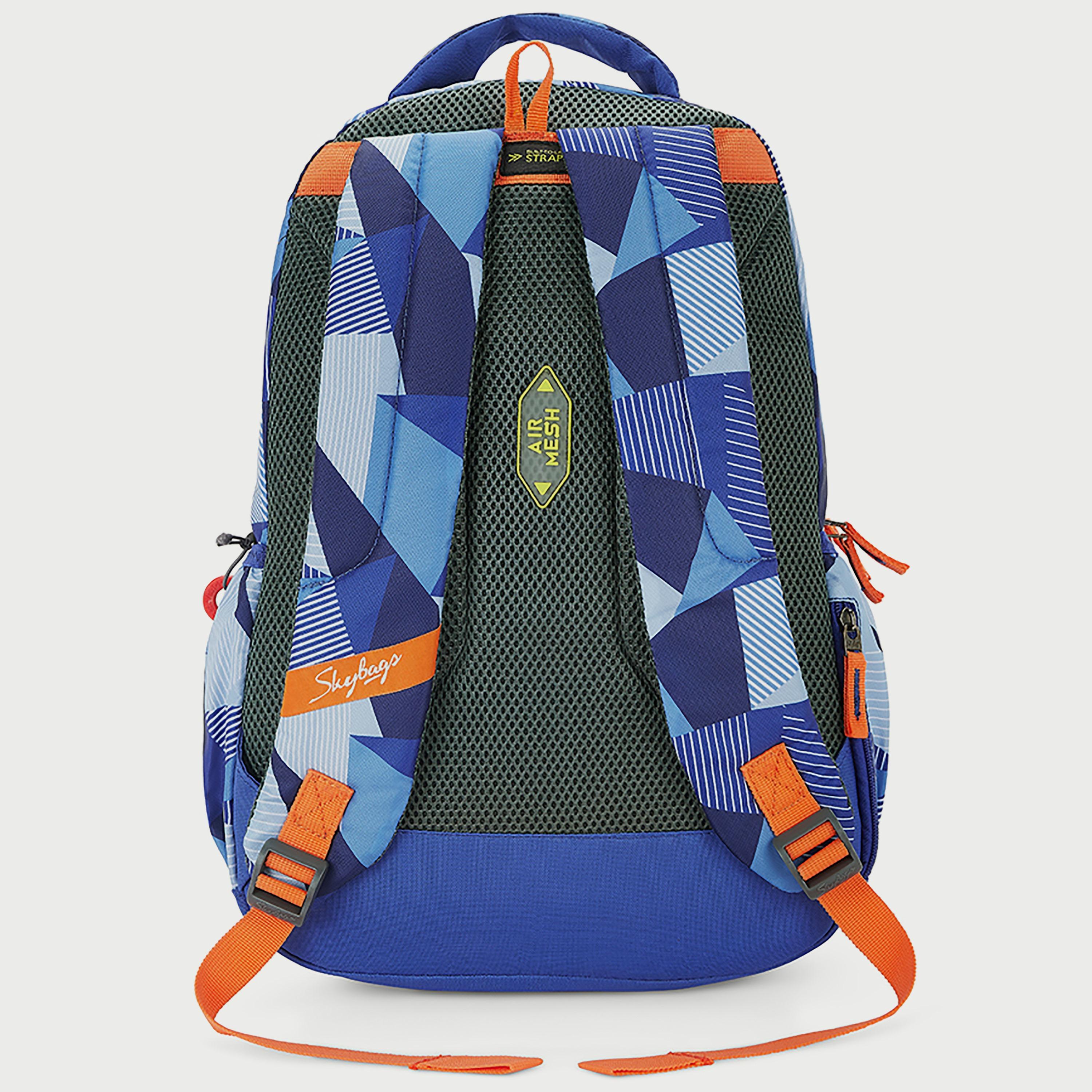 Skybags Logo Backpack with Padded Shoulder Straps and Back Panel Zip Closure in Blue-school-bagsandbackpacks-backpacks-image-6