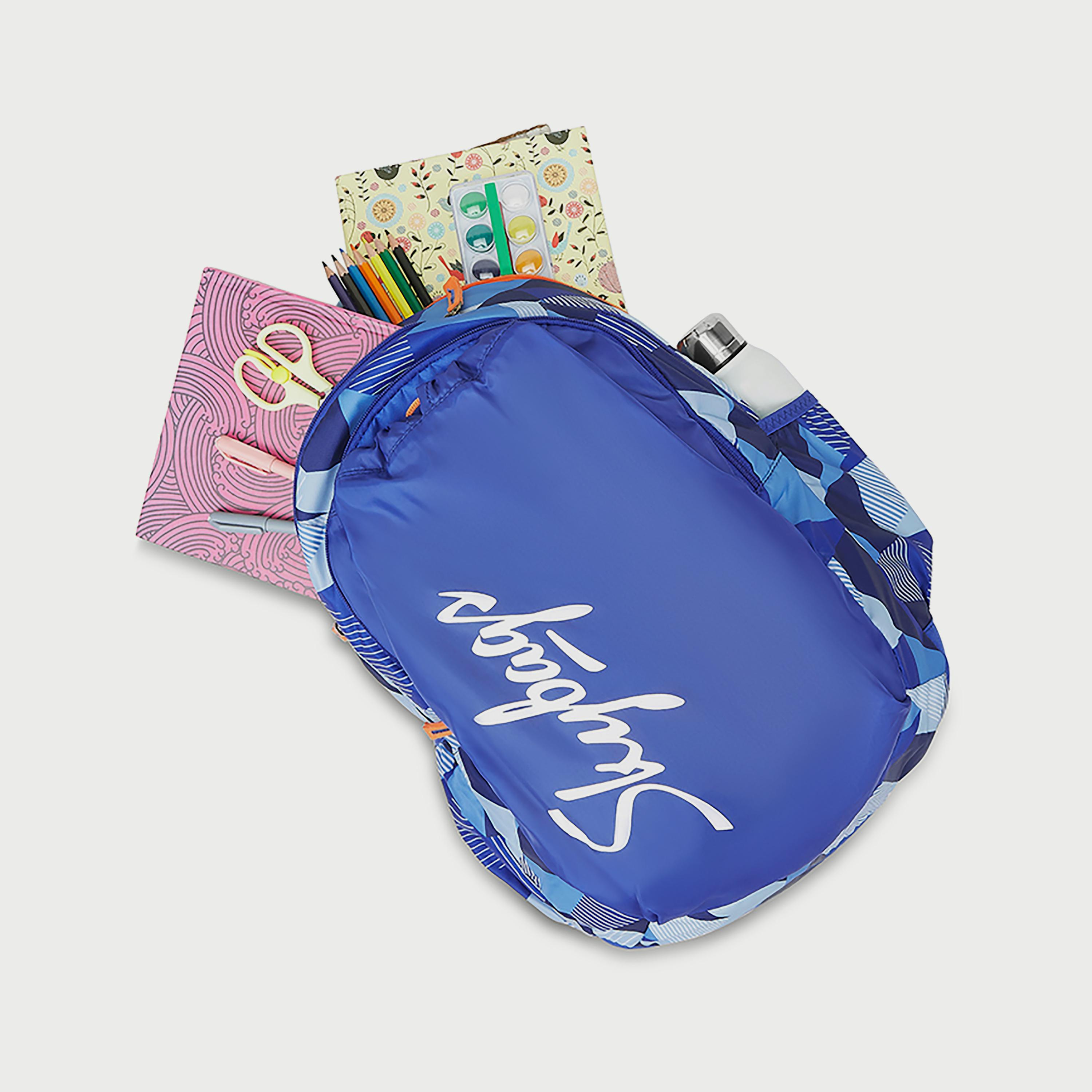 Skybags Logo Backpack with Padded Shoulder Straps and Back Panel Zip Closure in Blue-school-bagsandbackpacks-backpacks-image-8