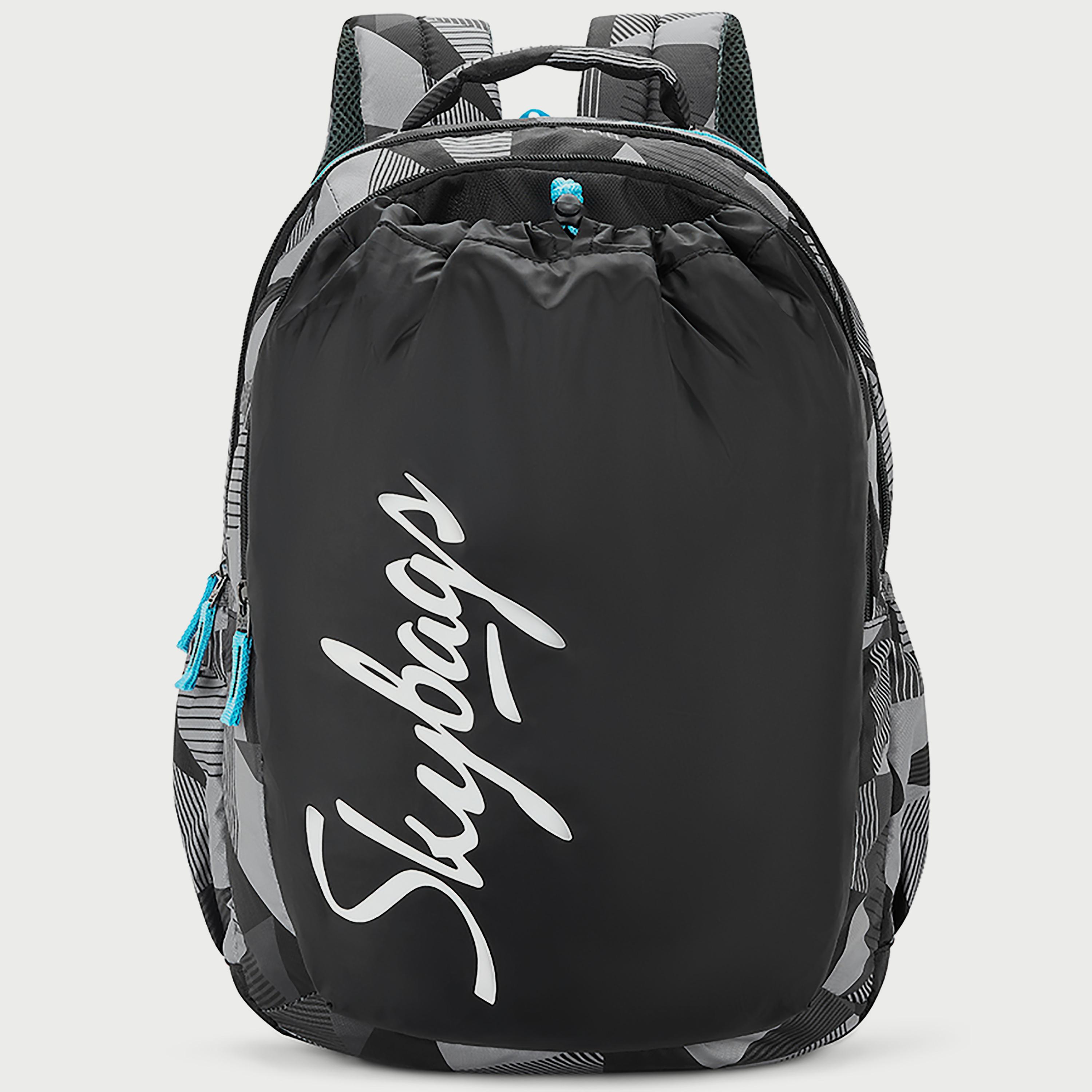 حقيبة ظهر تحمل شعار Skybags مع أحزمة كتف مبطنة وإغلاق بسحاب على اللوحة الخلفية باللون الأسود-school-bagsandbackpacks-backpacks-image-1