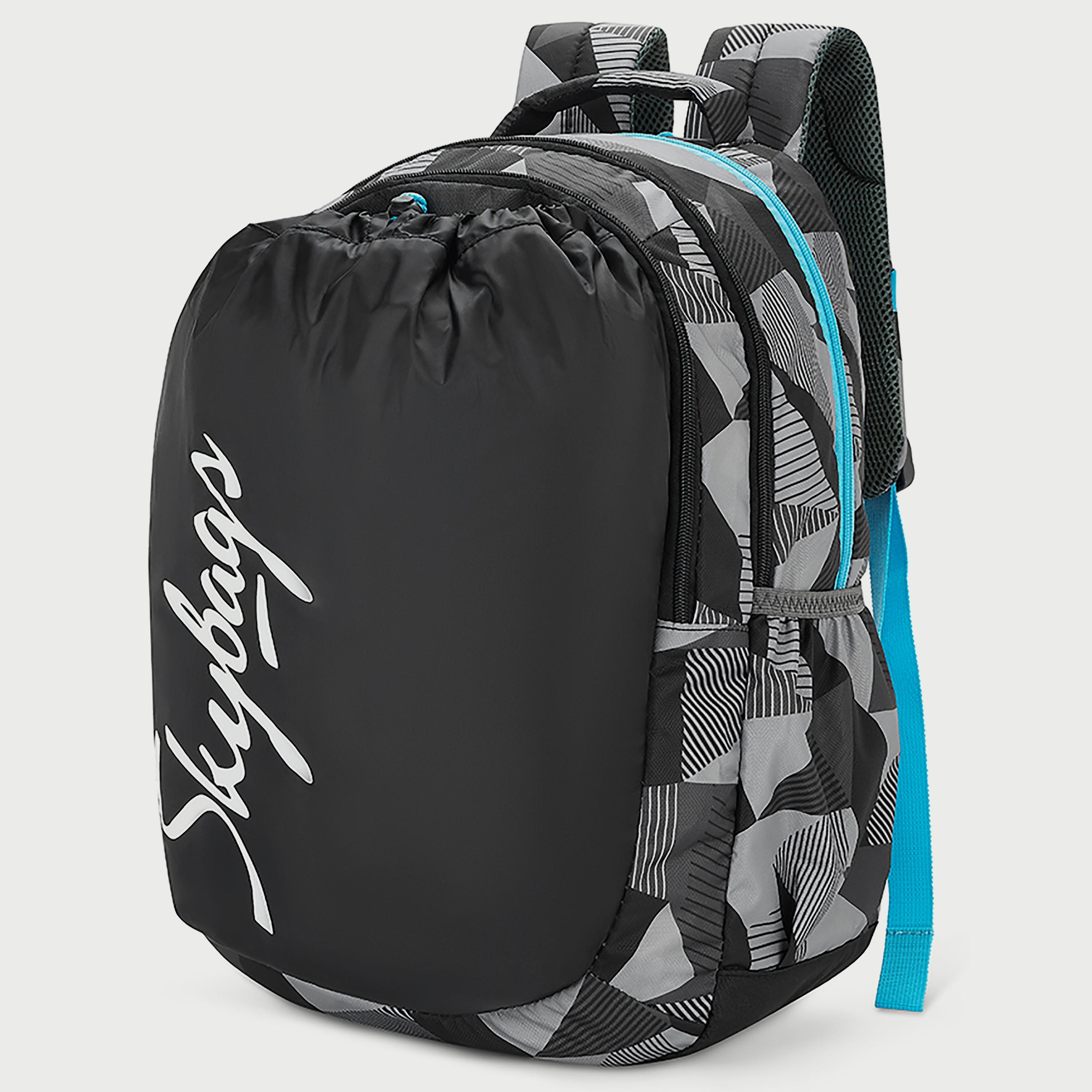 حقيبة ظهر تحمل شعار Skybags مع أحزمة كتف مبطنة وإغلاق بسحاب على اللوحة الخلفية باللون الأسود-school-bagsandbackpacks-backpacks-image-2