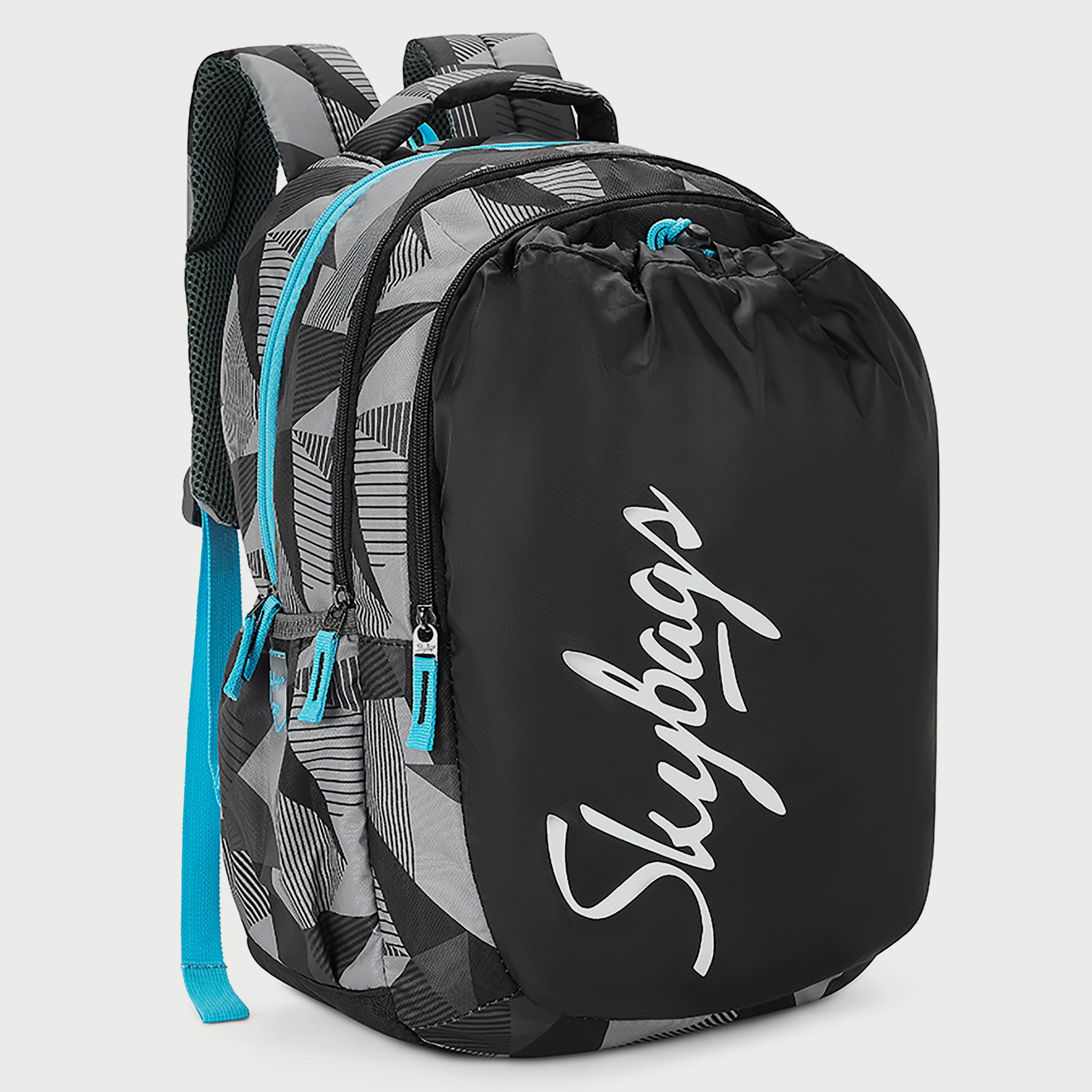 Skybags Logo Backpack with Padded Shoulder Straps and Back Panel Zip Closure in Black-school-bagsandbackpacks-backpacks-image-3