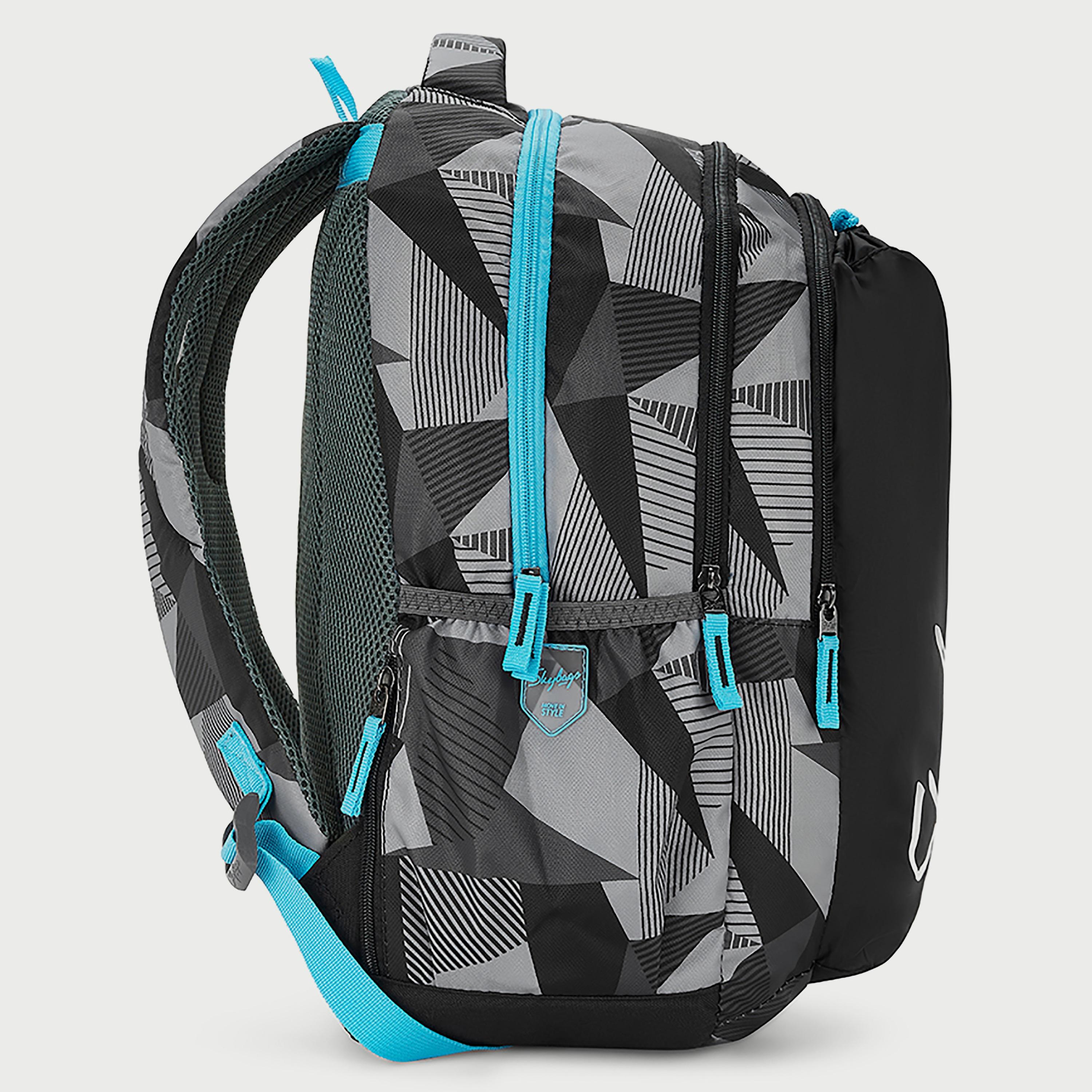 Skybags Logo Backpack with Padded Shoulder Straps and Back Panel Zip Closure in Black-school-bagsandbackpacks-backpacks-image-5