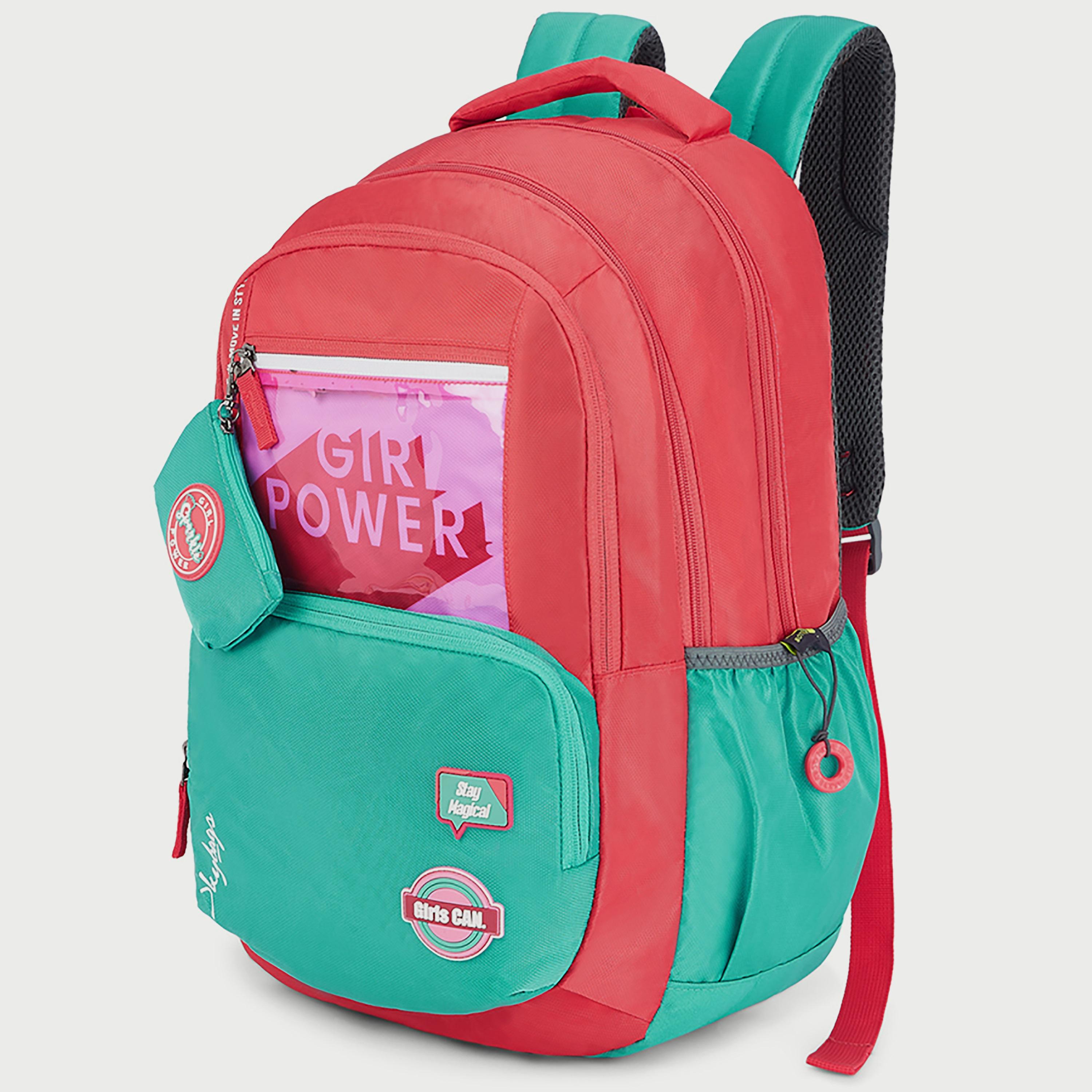 حقيبة ظهر تحمل شعار Skybags مع أحزمة كتف مبطنة ولوحة خلفية بسحاب للإغلاق باللون الوردي-women-bagsandwallets-backpacks-image-2