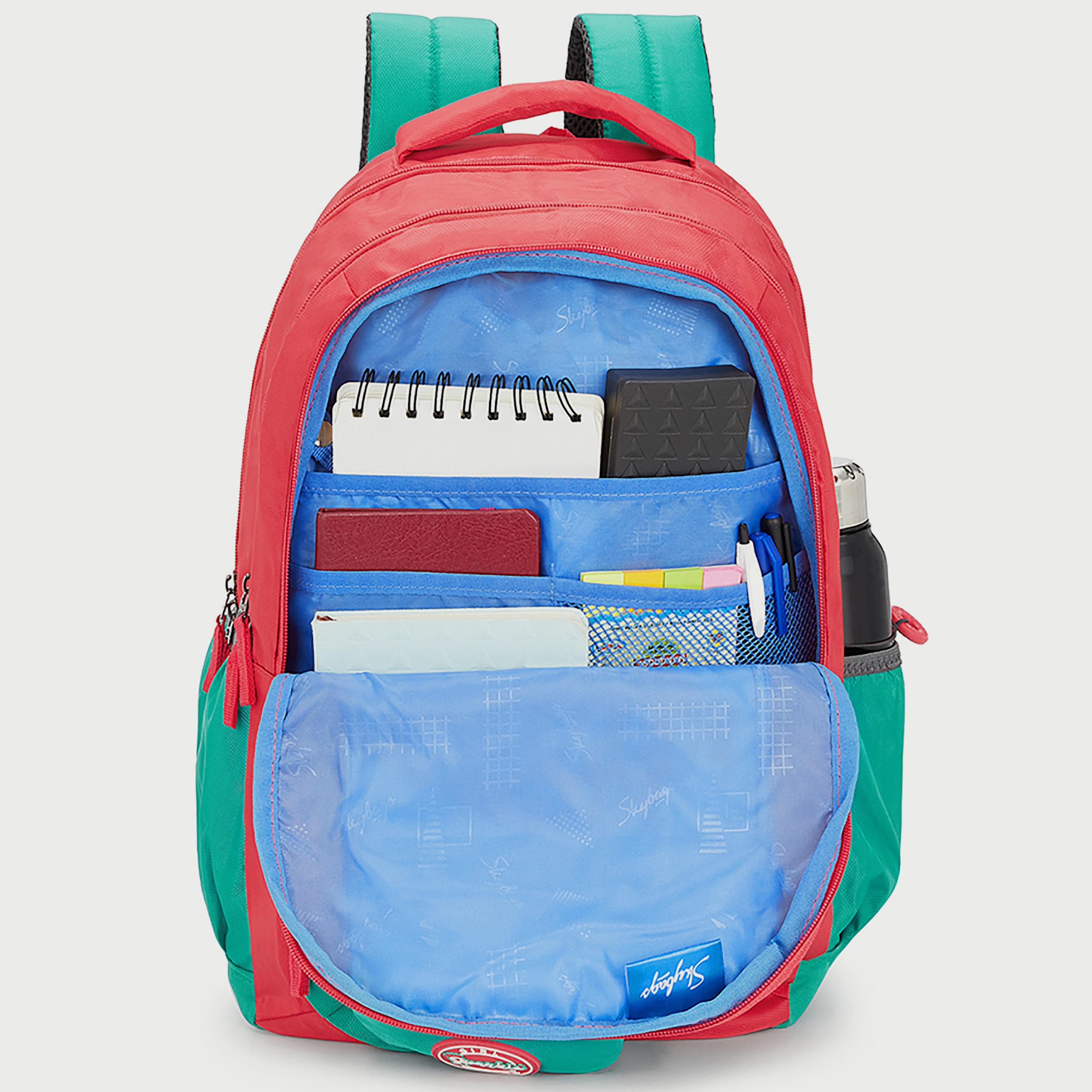 Skybags Logo Backpack with Padded Shoulder Straps and Back Panel Zip Closure in Pink-women-bagsandwallets-backpacks-image-5