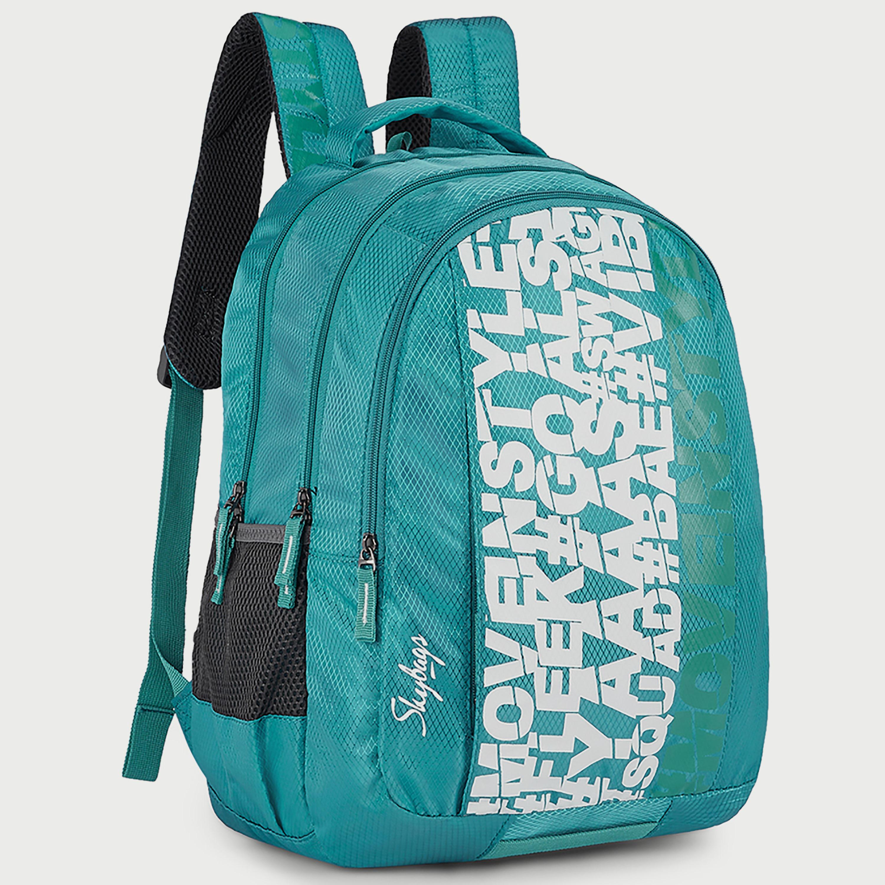 Skybags Printed Backpack with Padded Shoulder Straps and Back Panel Zip Closure in Green-school-bagsandbackpacks-backpacks-image-2