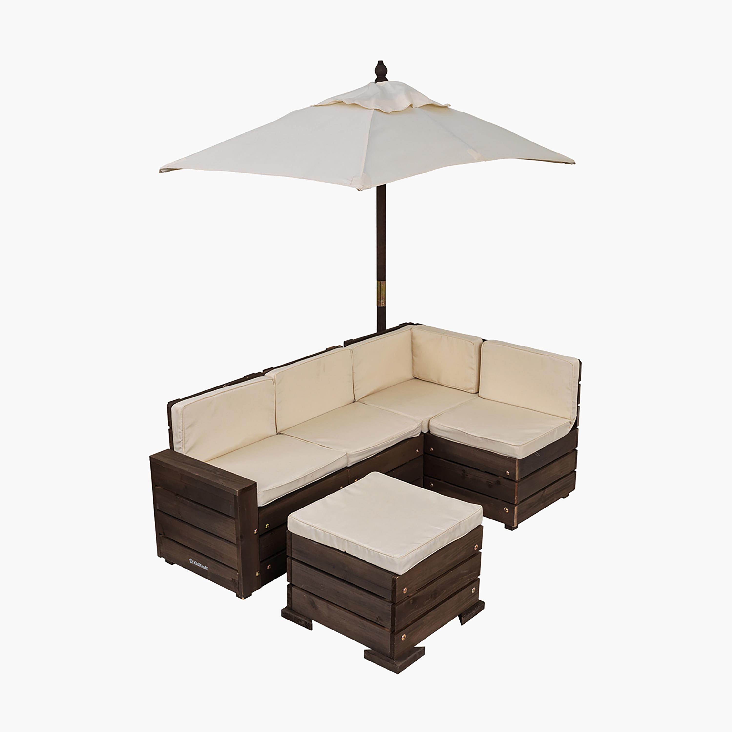 Kidkraft Outdoor Sectional Ottoman and Umbrella Set-baby-nursery-furniture-chairsandtables-image-1