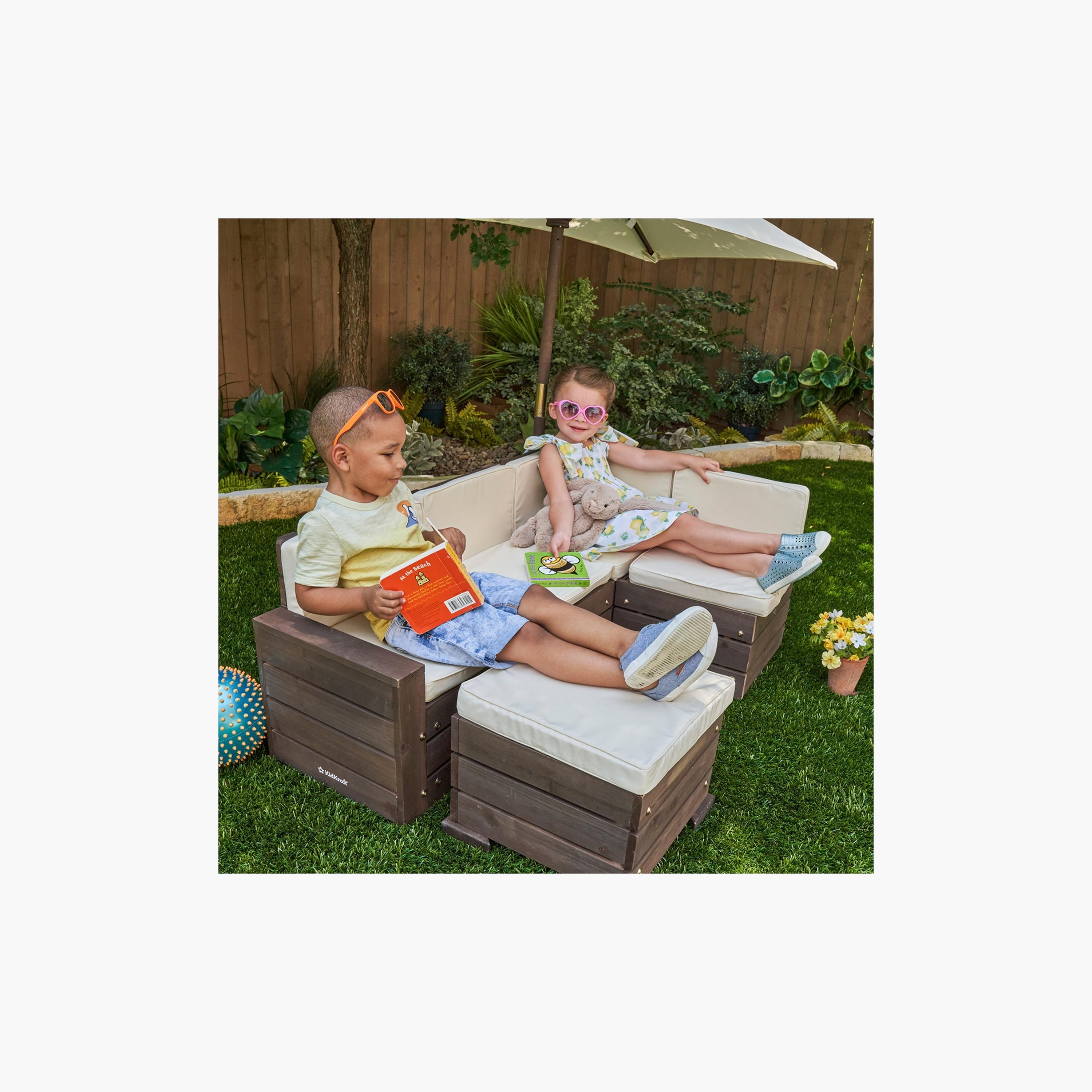 Kidkraft Outdoor Sectional Ottoman and Umbrella Set-baby-nursery-furniture-chairsandtables-image-2