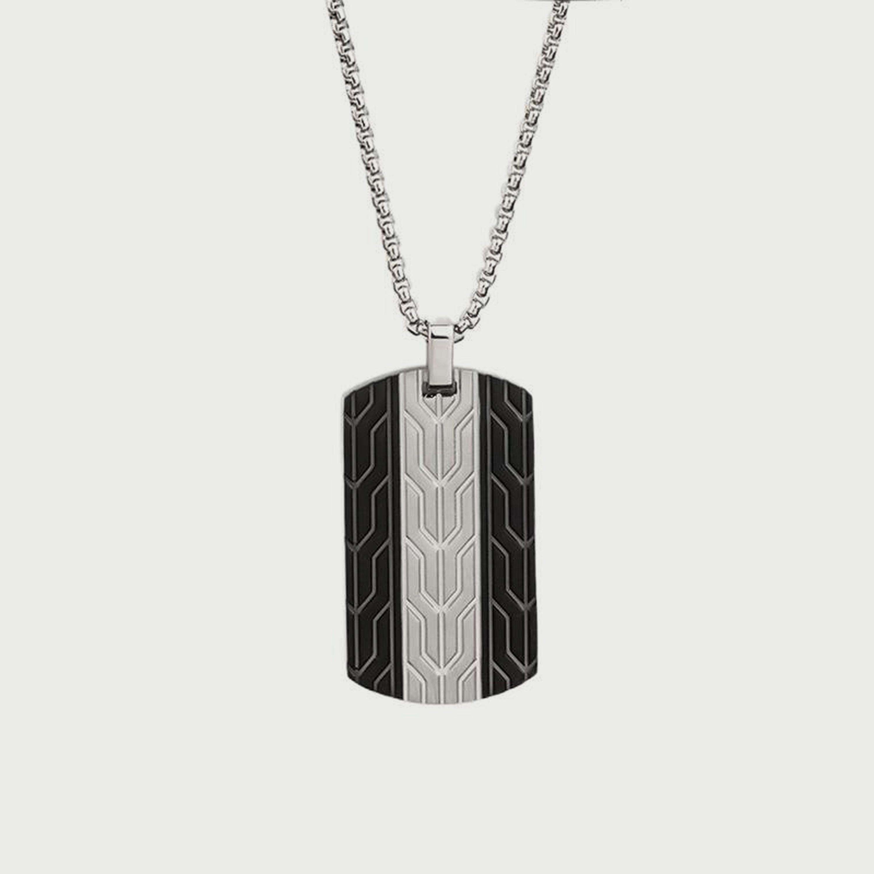 لي كوبر قلادة رجالي من الستانلس ستيل فضي وأسود - LC.N.01153.350-men-watchesandjewellery-necklacesandpendants-image-1