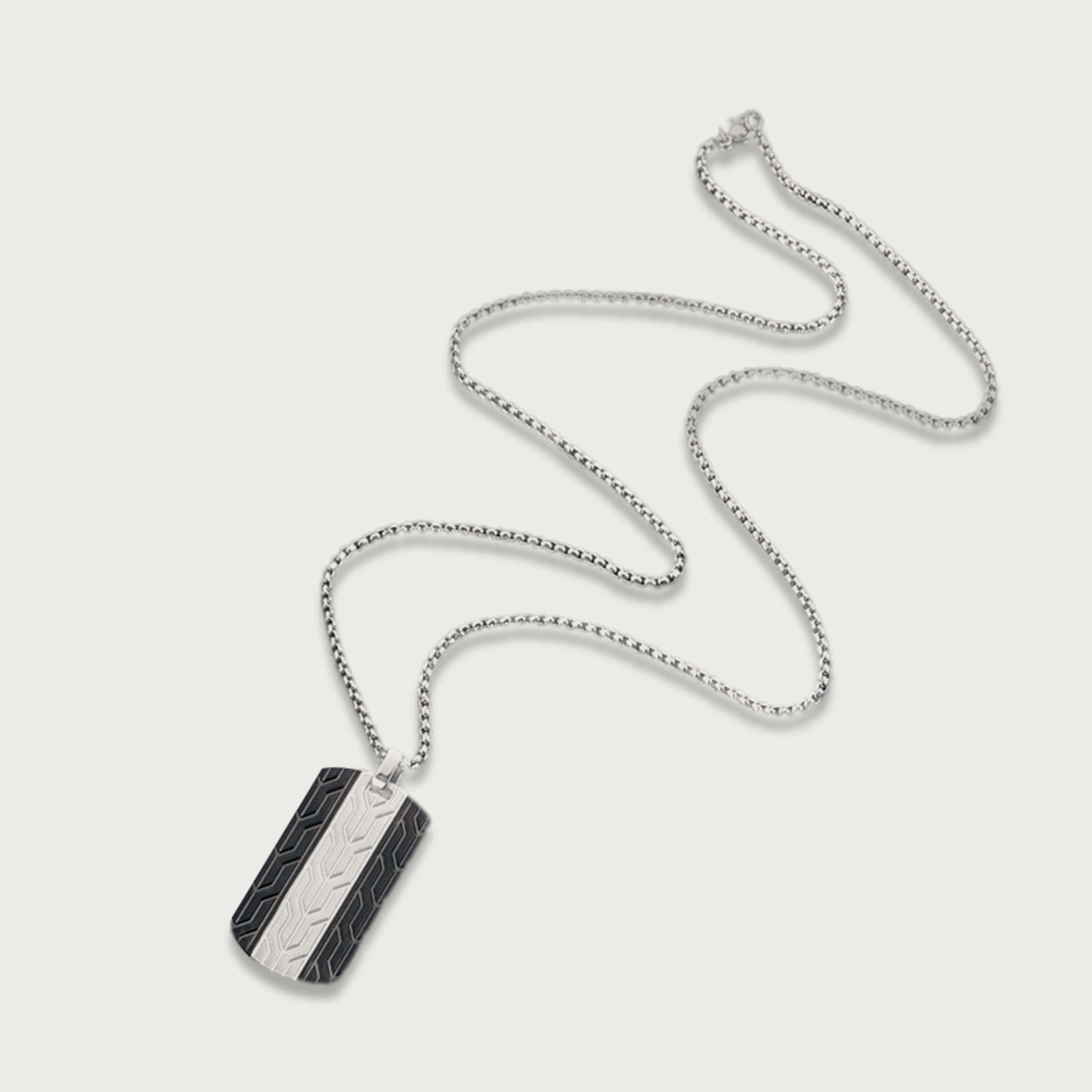 لي كوبر قلادة رجالي من الستانلس ستيل فضي وأسود - LC.N.01153.350-men-watchesandjewellery-necklacesandpendants-image-2