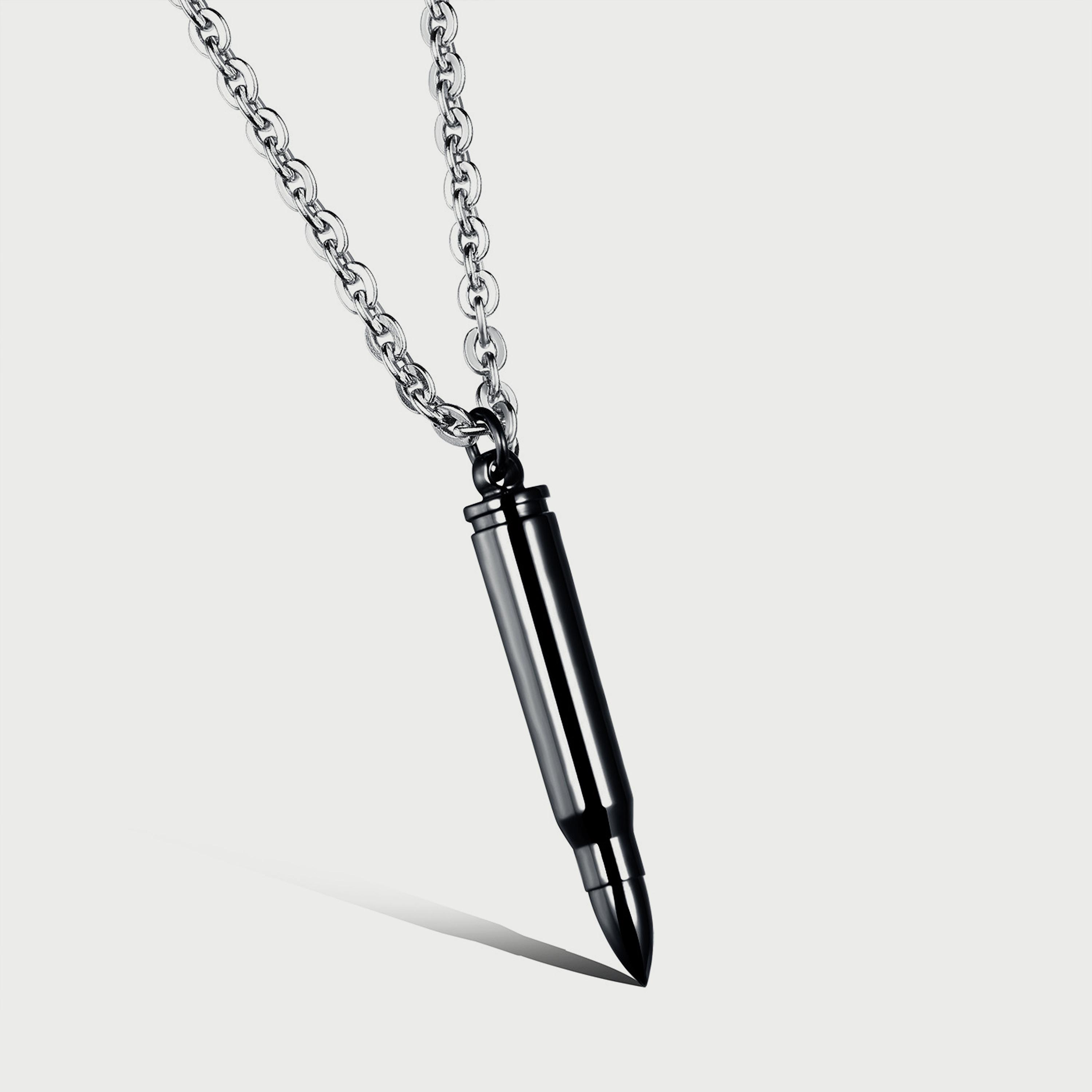 لي كوبر قلادة رجالي من الستانلس ستيل فضي وأسود - LC.N.01178.350-men-watchesandjewellery-necklacesandpendants-image-1