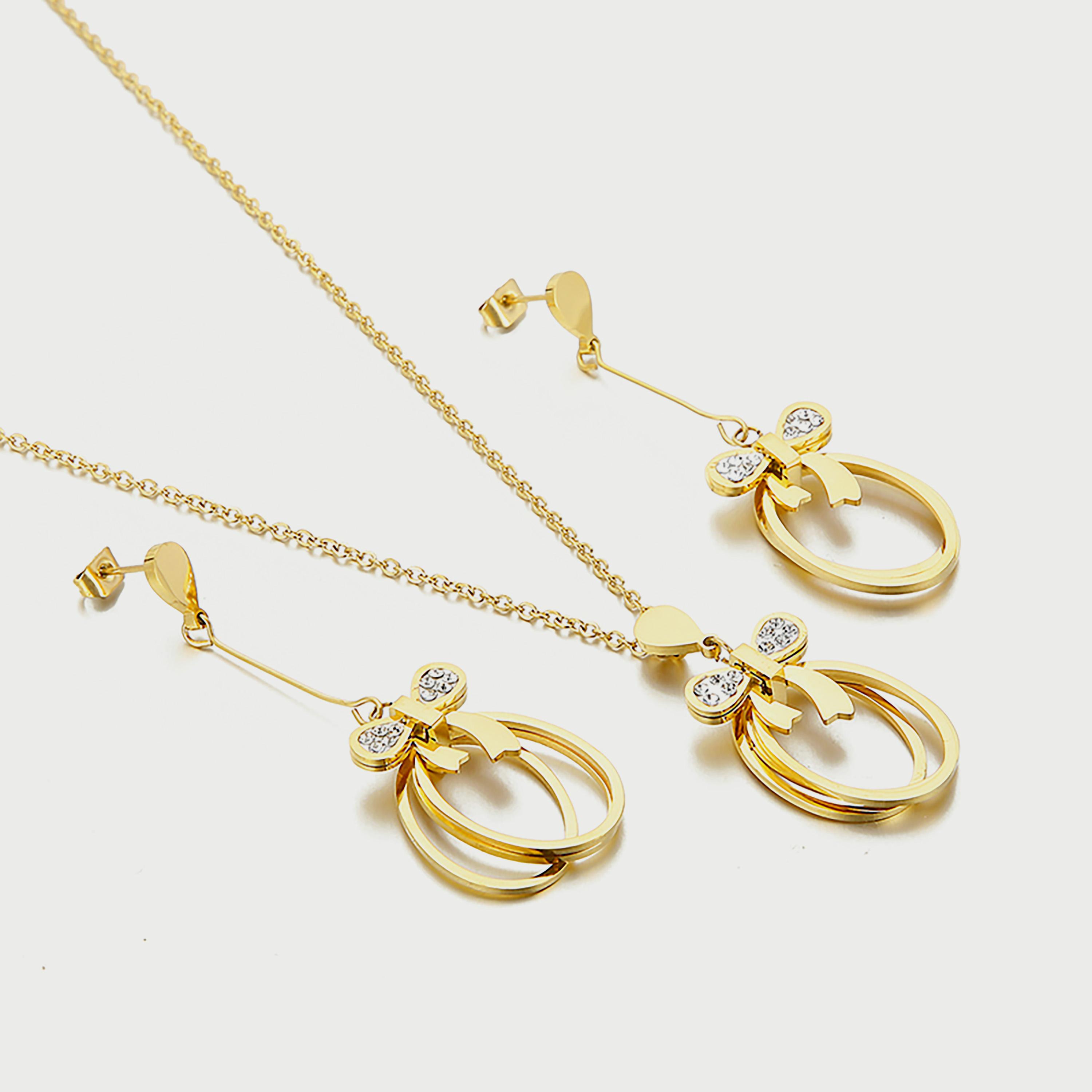 لي كوبر طقم قلادة وأقراط متدلية من الستانلس ستيل للنساء من الذهب - LC.S.01260.110-women-watchesandjewellery-jewellery-jewellerysets-image-1