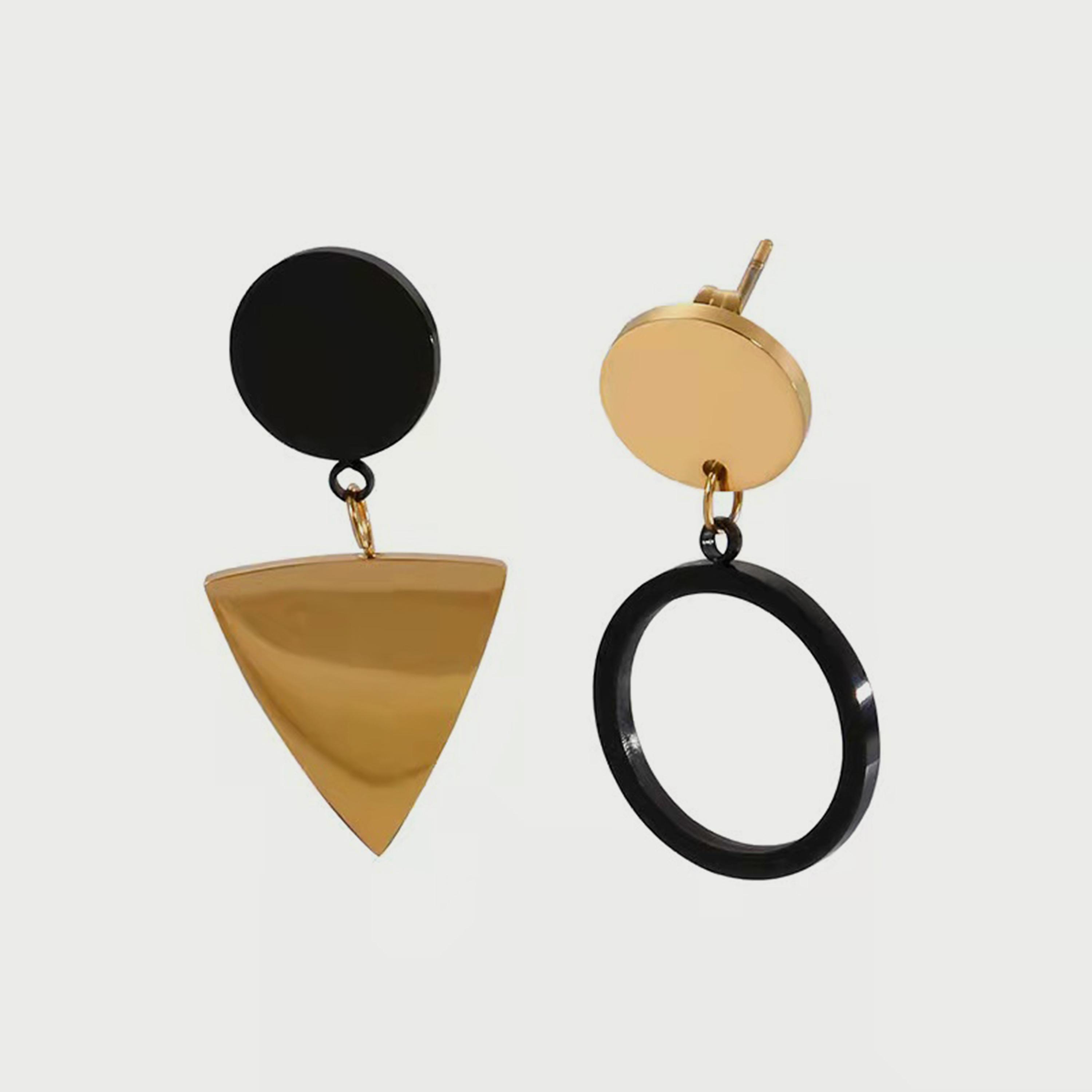 لي كوبر أقراط نسائية من الستانلس ستيل ذهبي وأسود - LC.E.01066.150-women-watchesandjewellery-jewellery-earrings-image-1
