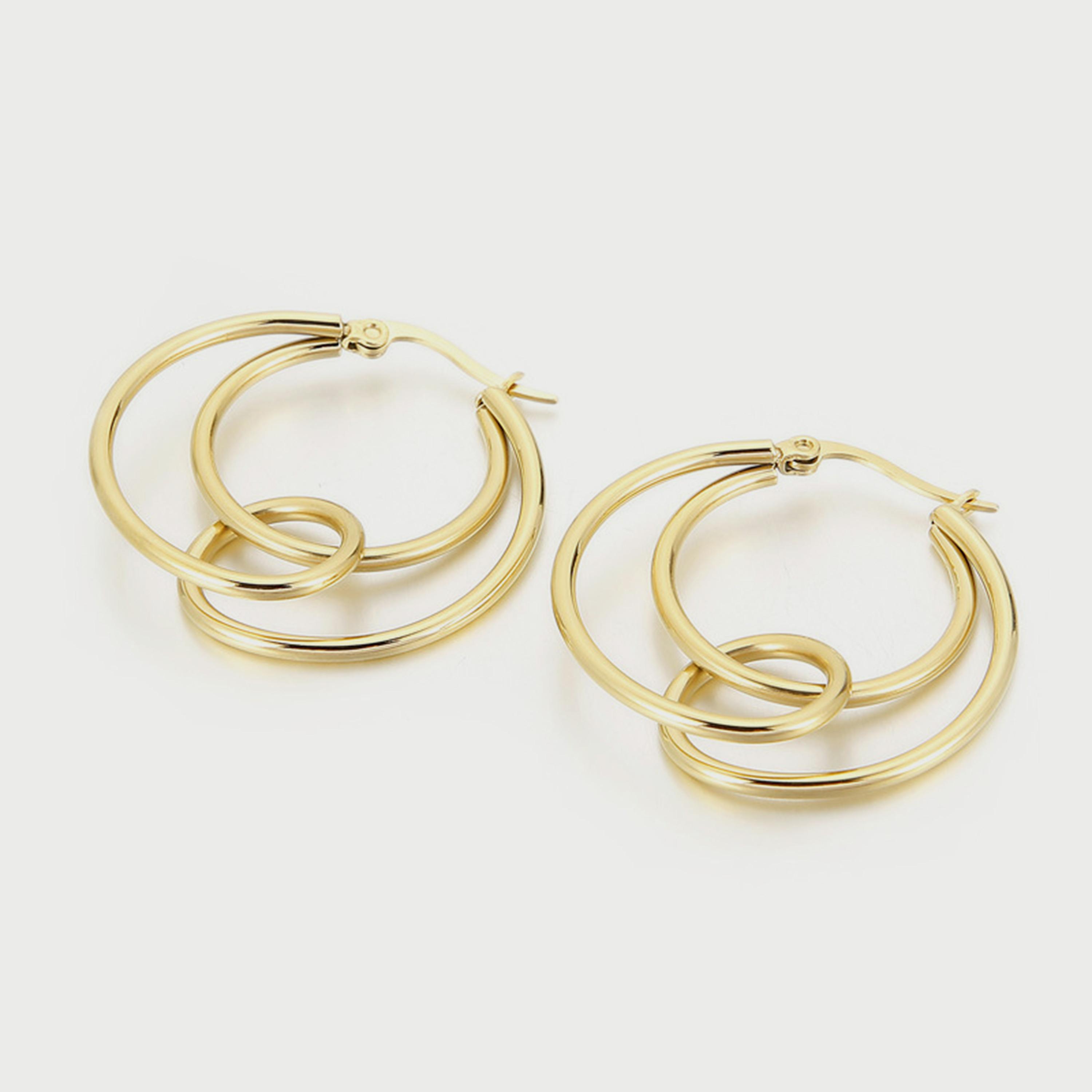 Lee Cooper Women's Stainless Steel Gold Hoop Earrings - LC.E.01091.110-women-watchesandjewellery-jewellery-earrings-image-1