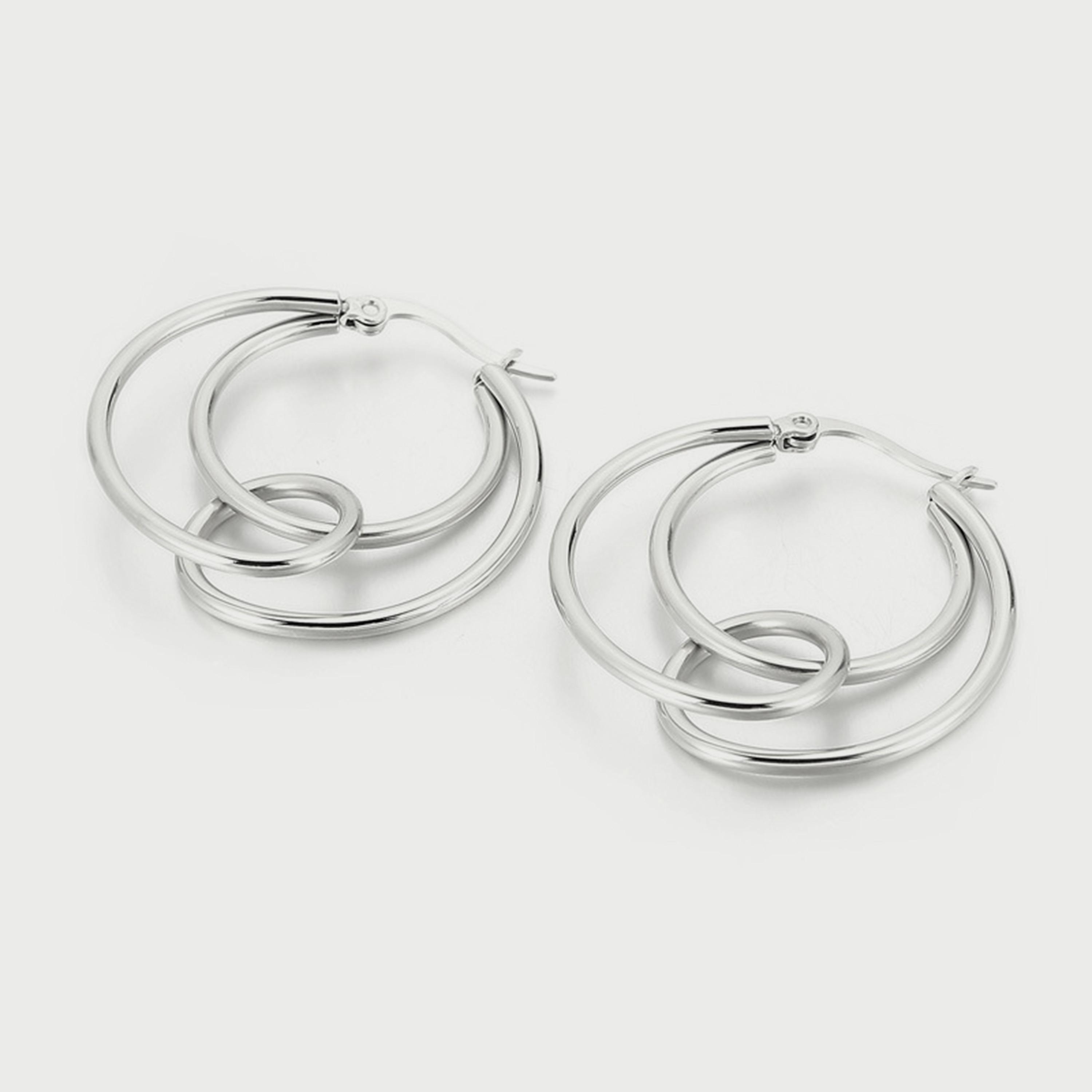 Lee Cooper Women's Stainless Steel Silver Hoop Earrings - LC.E.01091.330-women-watchesandjewellery-jewellery-earrings-image-1