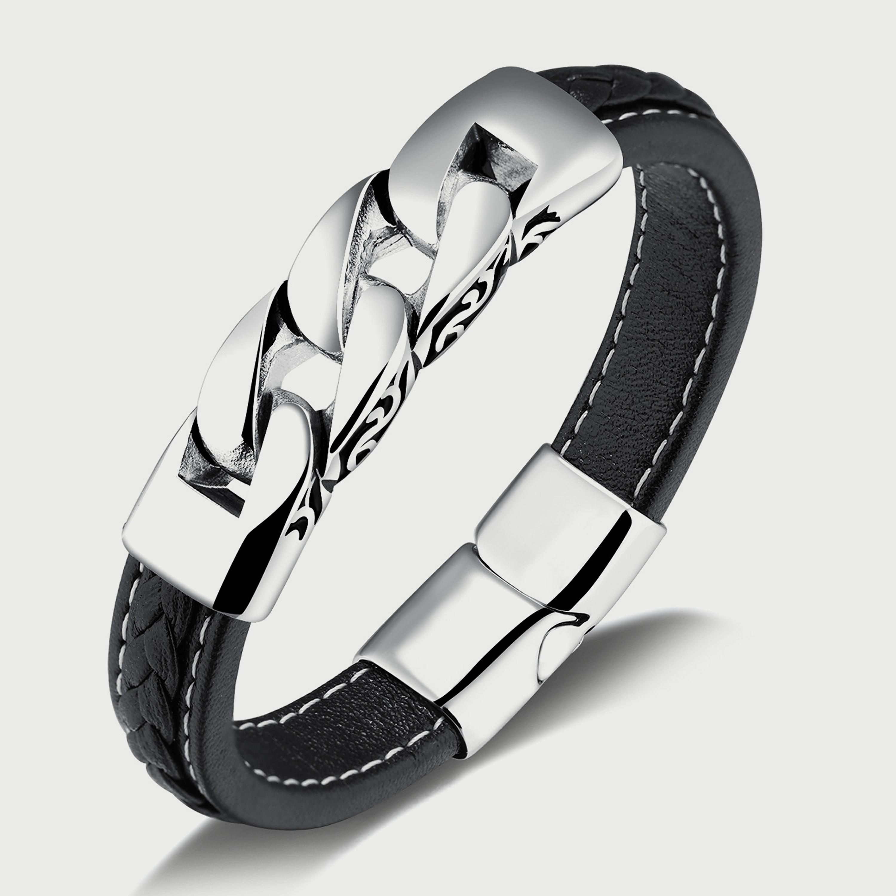لي كوبر سوار أسود من الستانلس ستيل للرجال - LC.B.01104.631-men-watchesandjewellery-bracelets-image-1