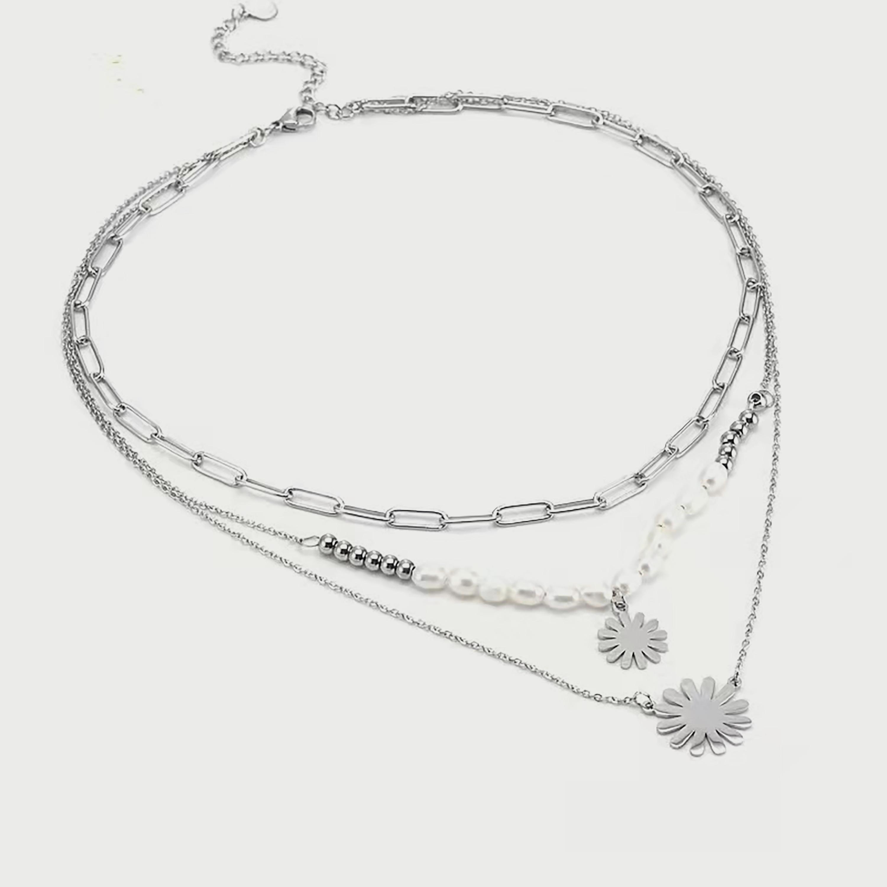 لي كوبر قلادة نسائية من الستانلس ستيل فضي متعدد الطبقات - LC.N.01231.330-women-watchesandjewellery-jewellery-necklacesandpendants-image-1