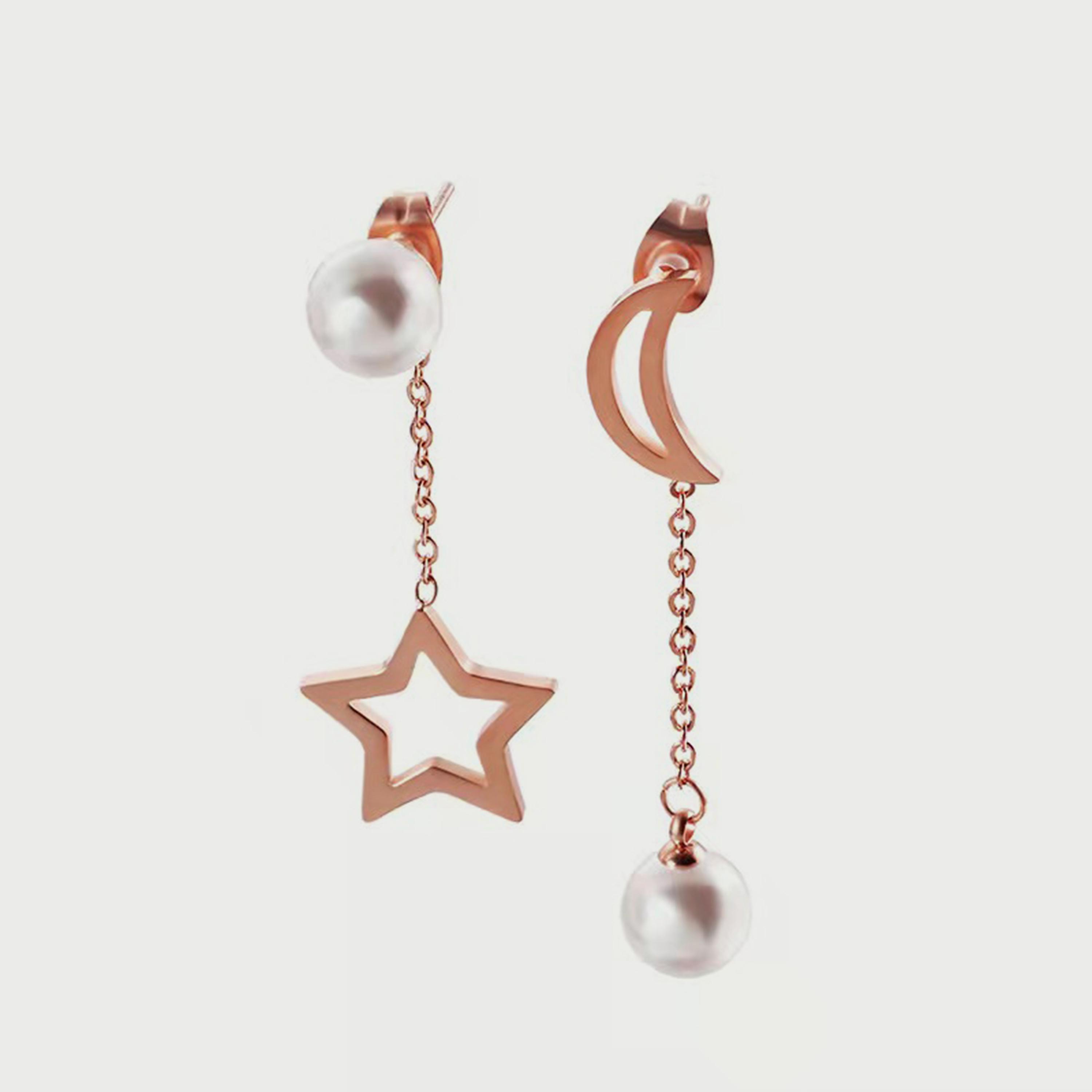 لي كوبر أقراط نسائية من الستانلس ستيل وذهب وردي من اللؤلؤ - LC.E.01060.440-women-watchesandjewellery-jewellery-earrings-image-1