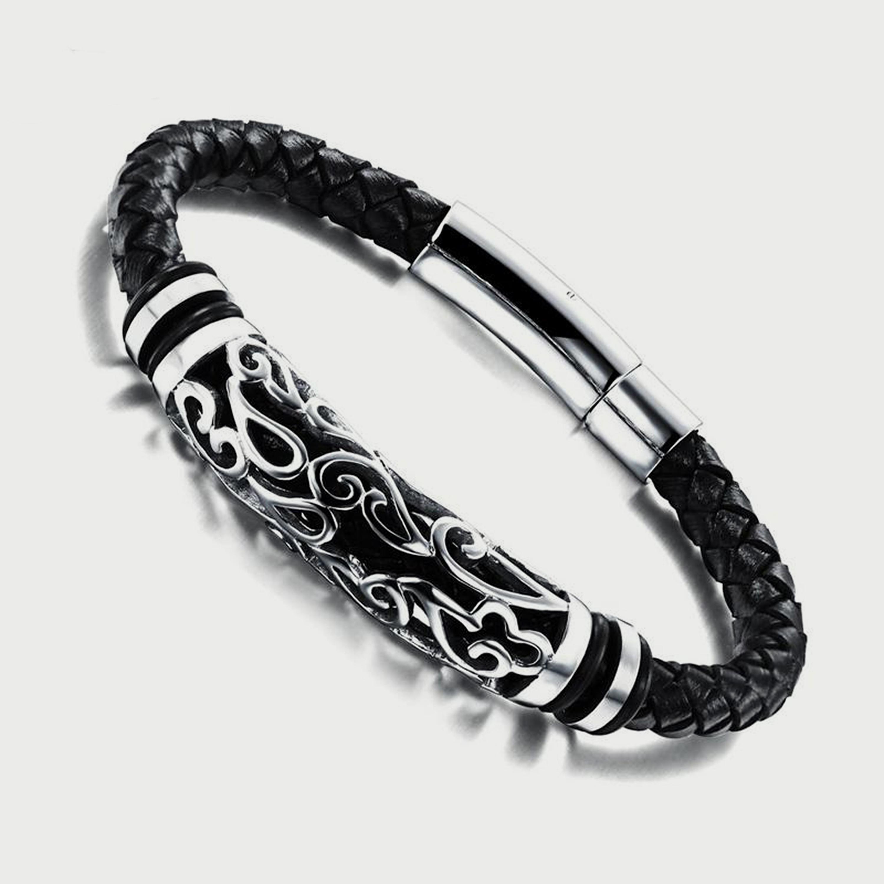 لي كوبر سوار رجالي من الستانلس ستيل أسود - LC.B.01099.631-men-watchesandjewellery-bracelets-image-1