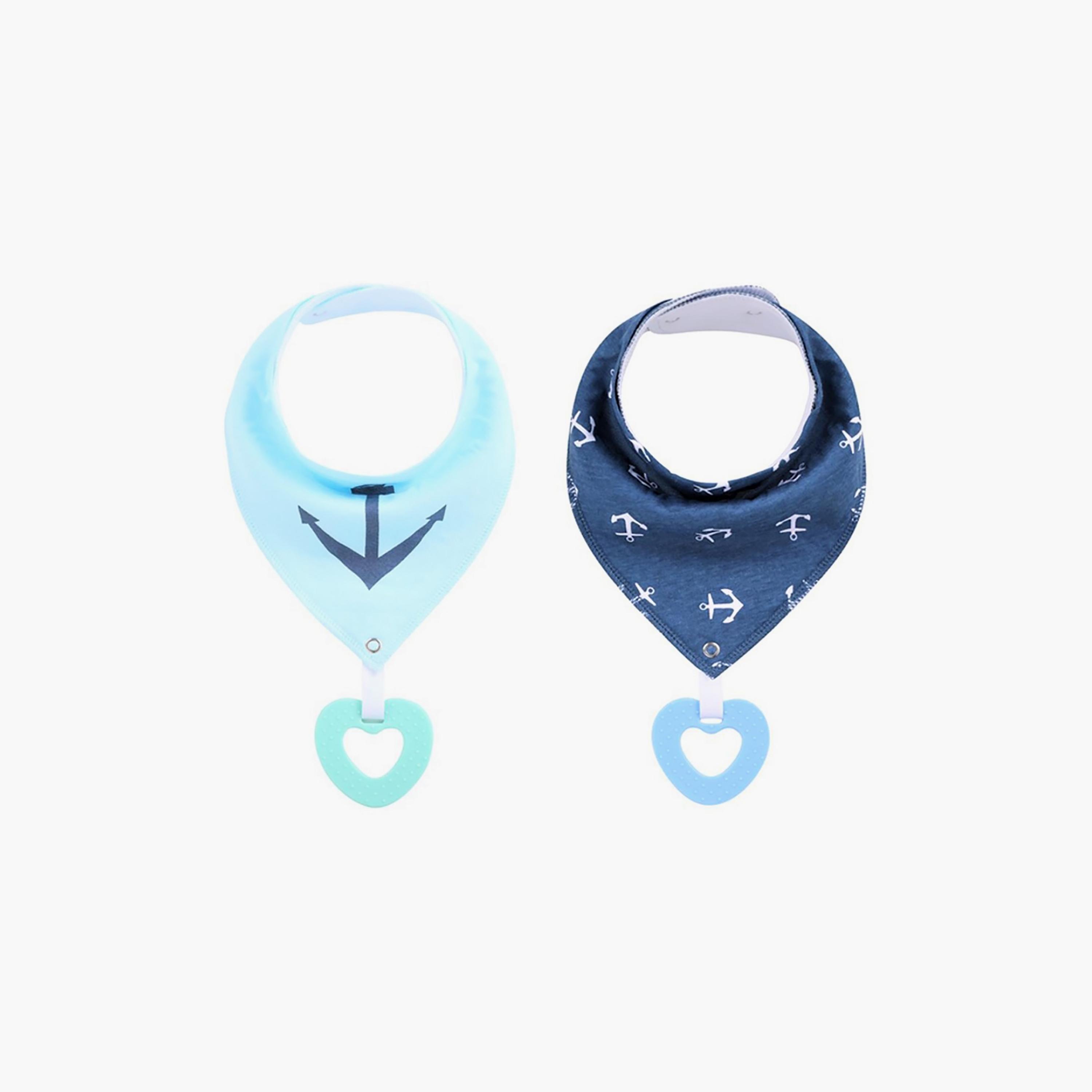 Little Story 2-Piece Anchor Print Drool Bib Set-baby-feeding-bibs-image-1