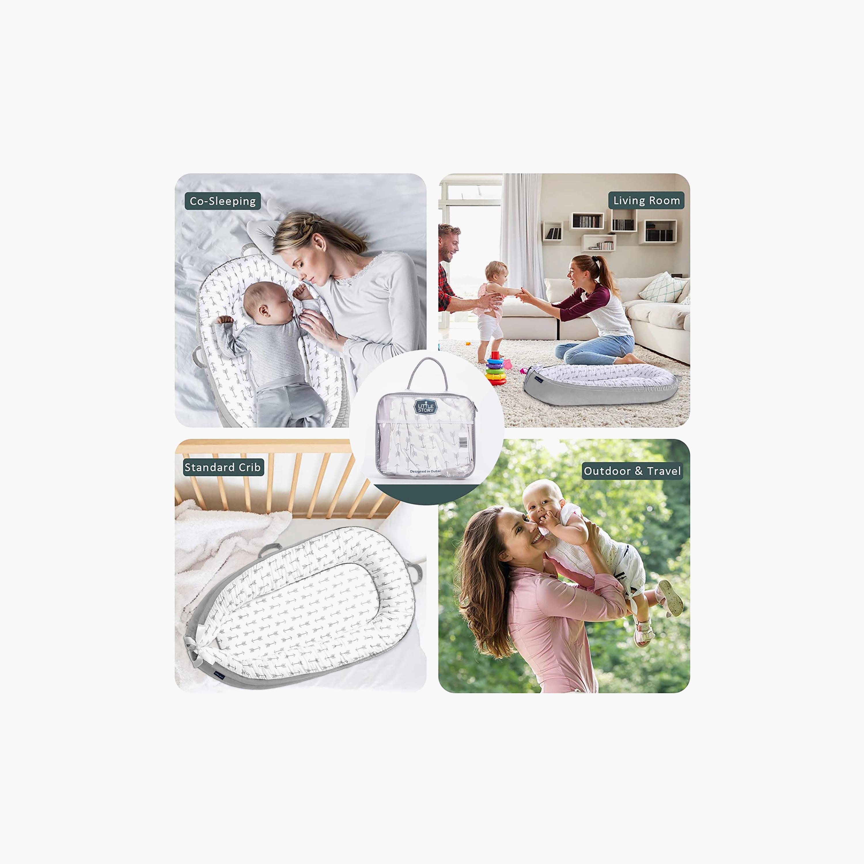 Little Story All-Over Arrow Print Fiberfill Newborn Lounger Bed-baby-nursery-furniture-cribsandbeds-cribaccessories-image-5