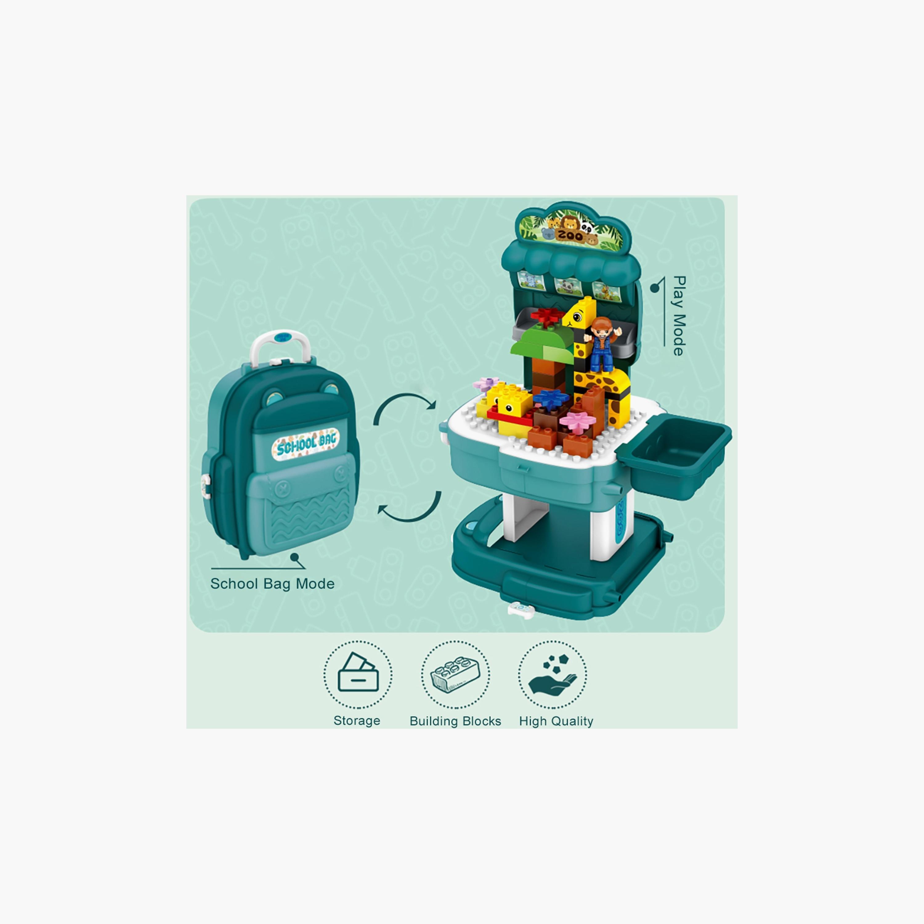 مجموعة لعب زولوجيكال بارك مع مكعبات وشنطة مدرسية 200 قطعة من ليتل ستوري-toys-buildingblocks-blocks-image-2