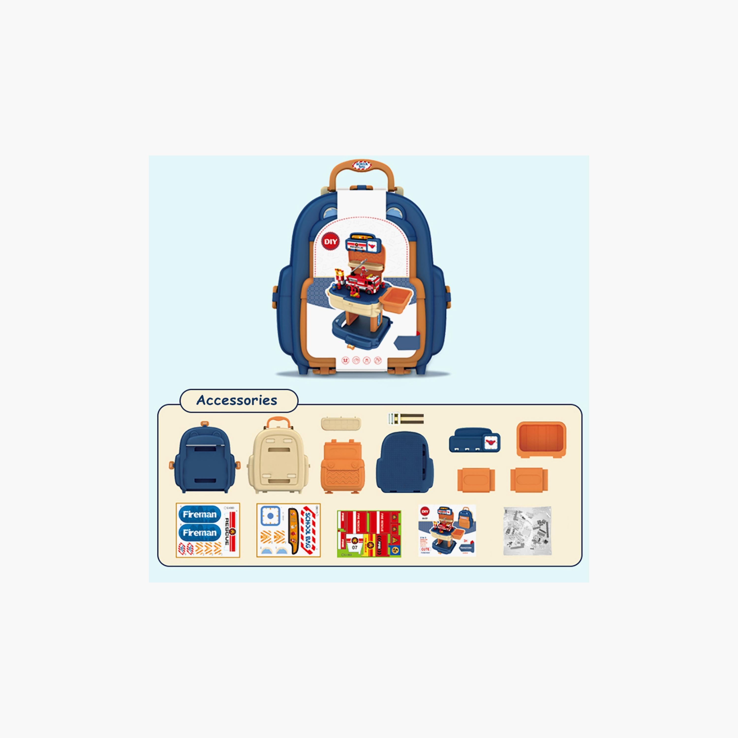 Little Story 223-Piece Fire Station with Fire Truck and School Bag-toys-buildingblocks-blocks-image-4