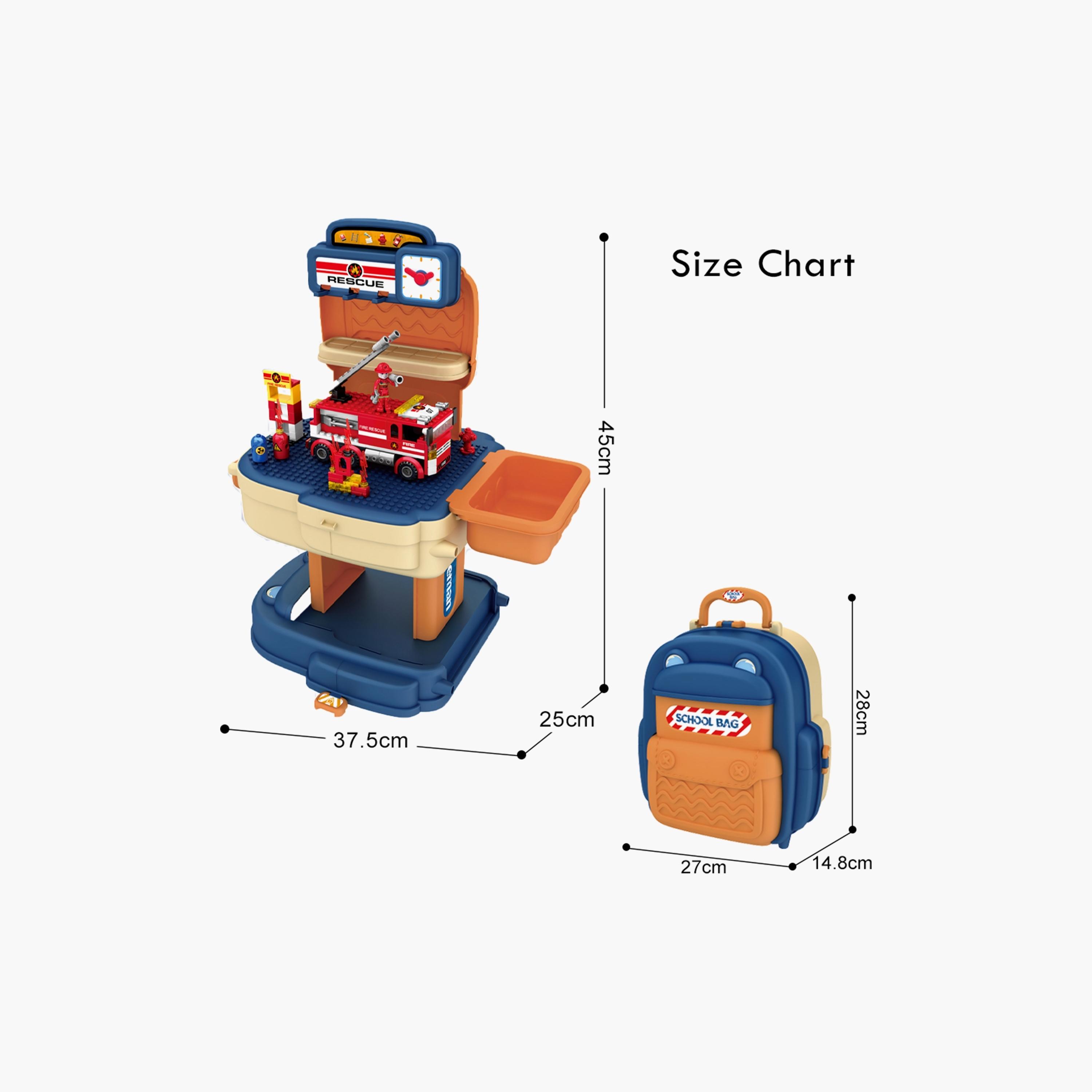 Little Story 223-Piece Fire Station with Fire Truck and School Bag-toys-buildingblocks-blocks-image-5