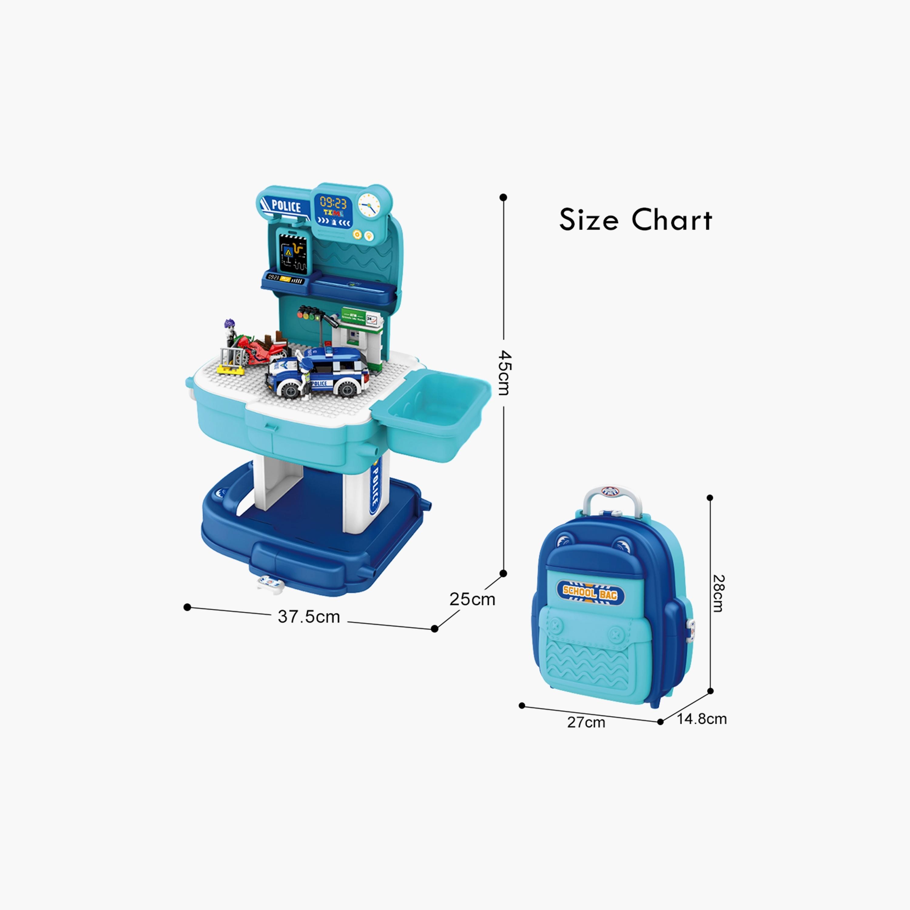 مجموعة مركز وسيارة الشرطة مع شنطة مدرسة 219 قطعة من ليتل ستوري-toys-buildingblocks-blocks-image-5